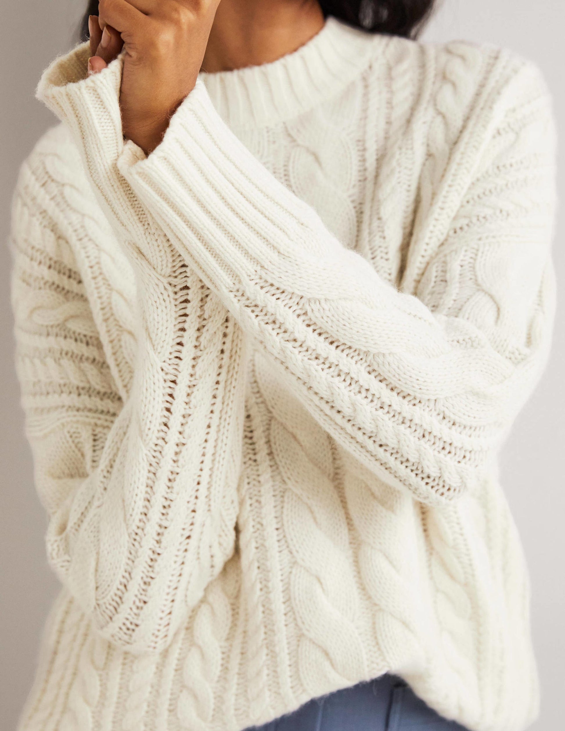 Cable Knit Jumper-Ivory-4
