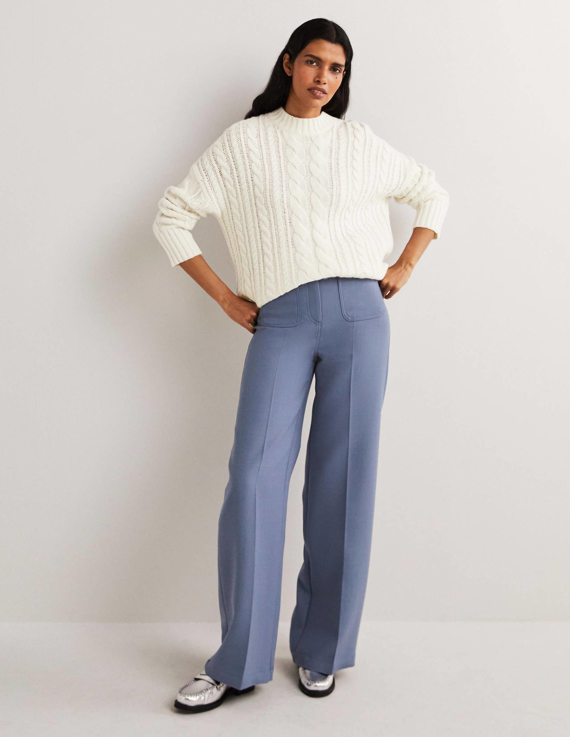 Cable Knit Jumper-Ivory-5