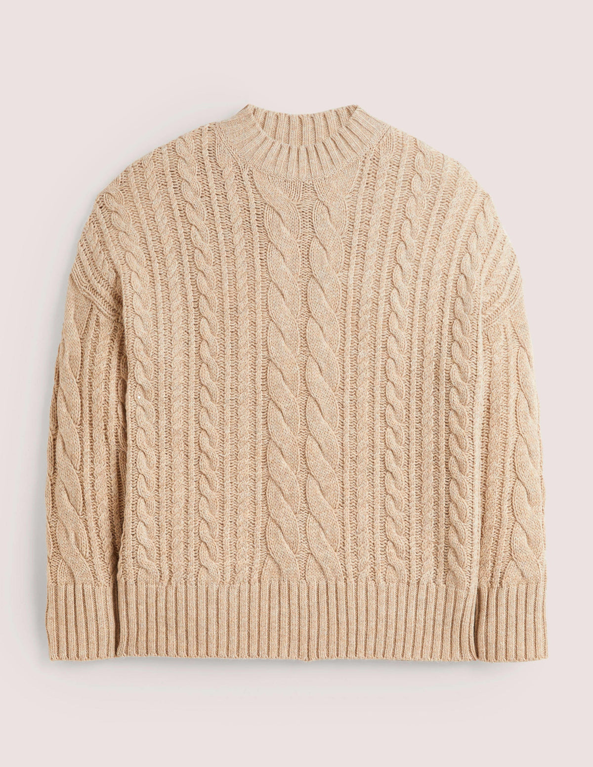 Cable Knit Jumper-Chinchilla Melange - Image 6