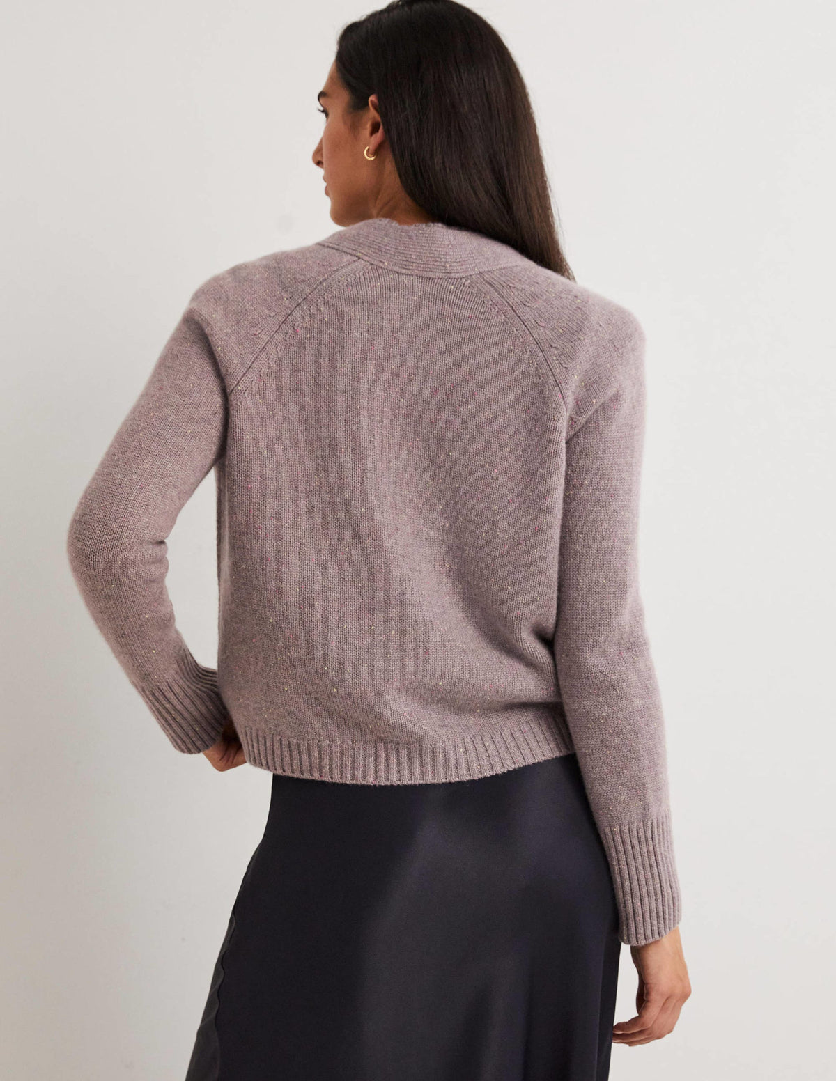 Cashmere Rib Cardigan-Grey, Multi Nep - Image 3