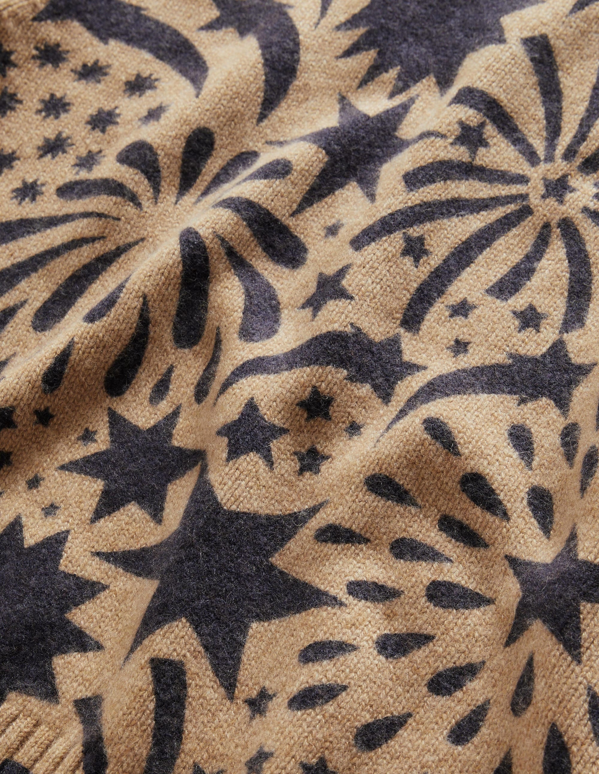 Chunky Cashmere Crew Neck Tank-Camel, Black Firework Bloom - Image 6