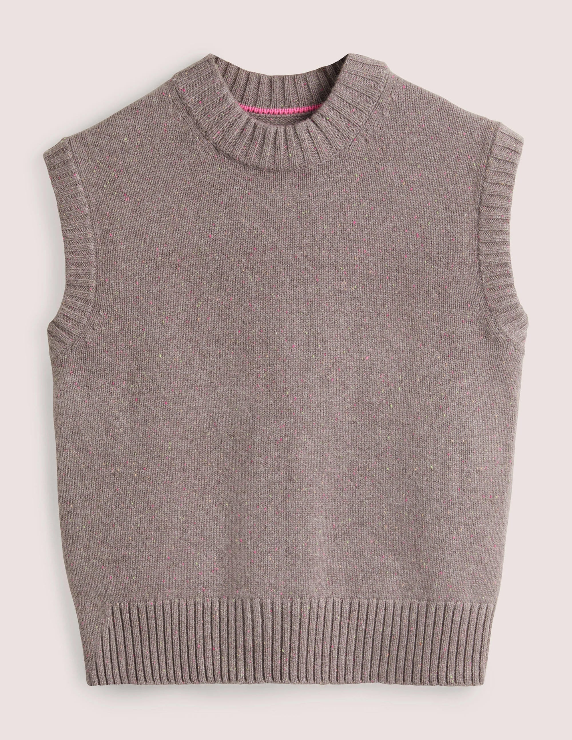 Chunky Cashmere Crew Neck Tank-Grey, Multi Nep - Image 6