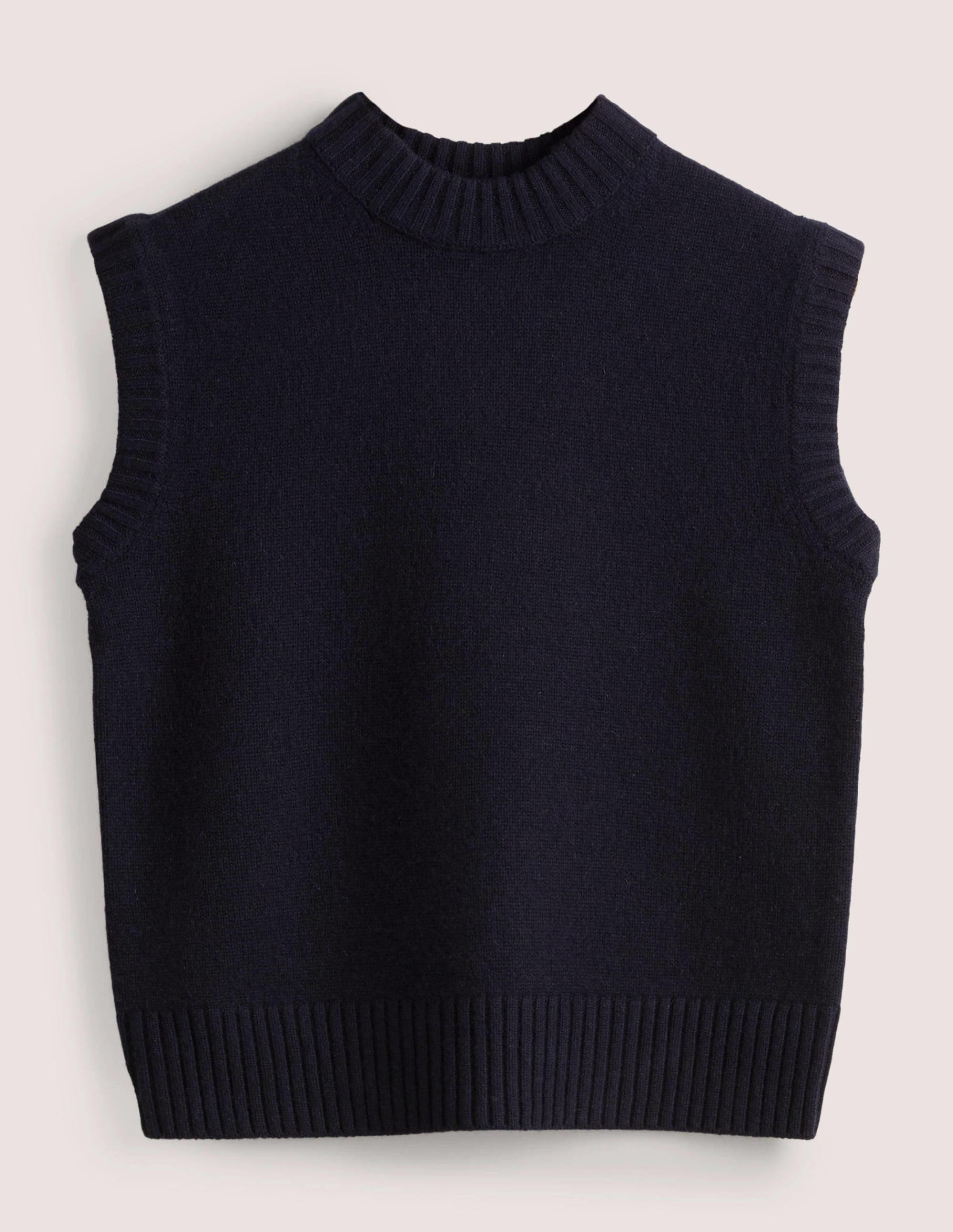 Chunky Cashmere Crew Neck Tank-Navy - Image 6
