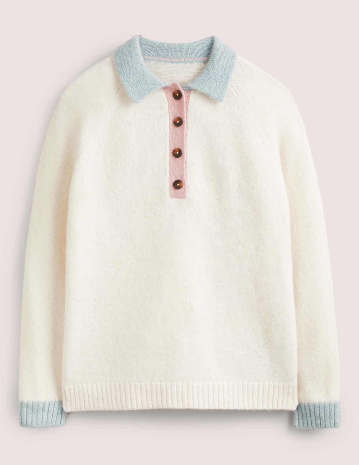 Fluffy Henley Jumper-Ivory, Surf - Image 7