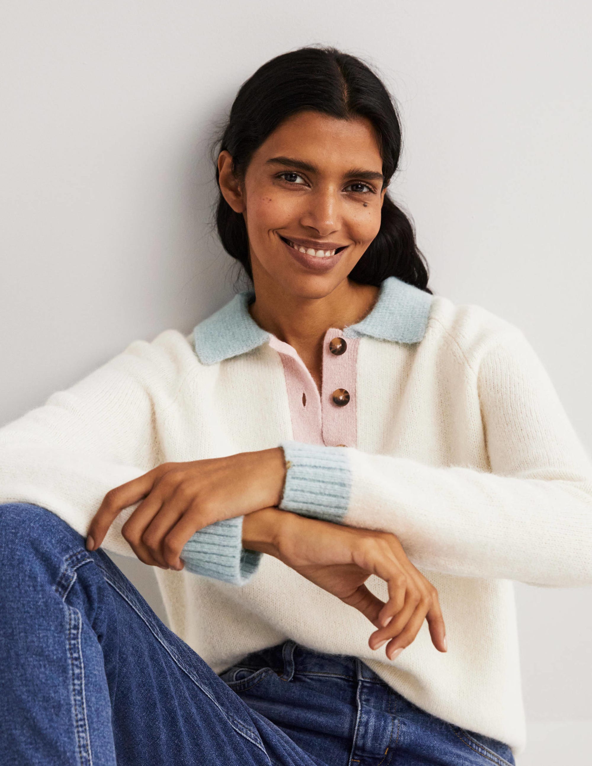 Fluffy Henley Jumper-Ivory, Surf - Image 4