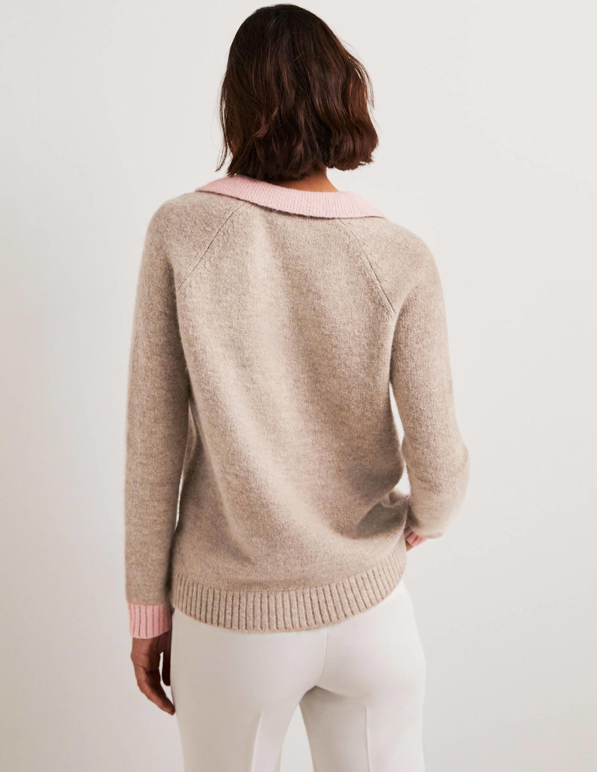 Fluffy Henley Jumper-Mink Melange, Pink Frosting-3