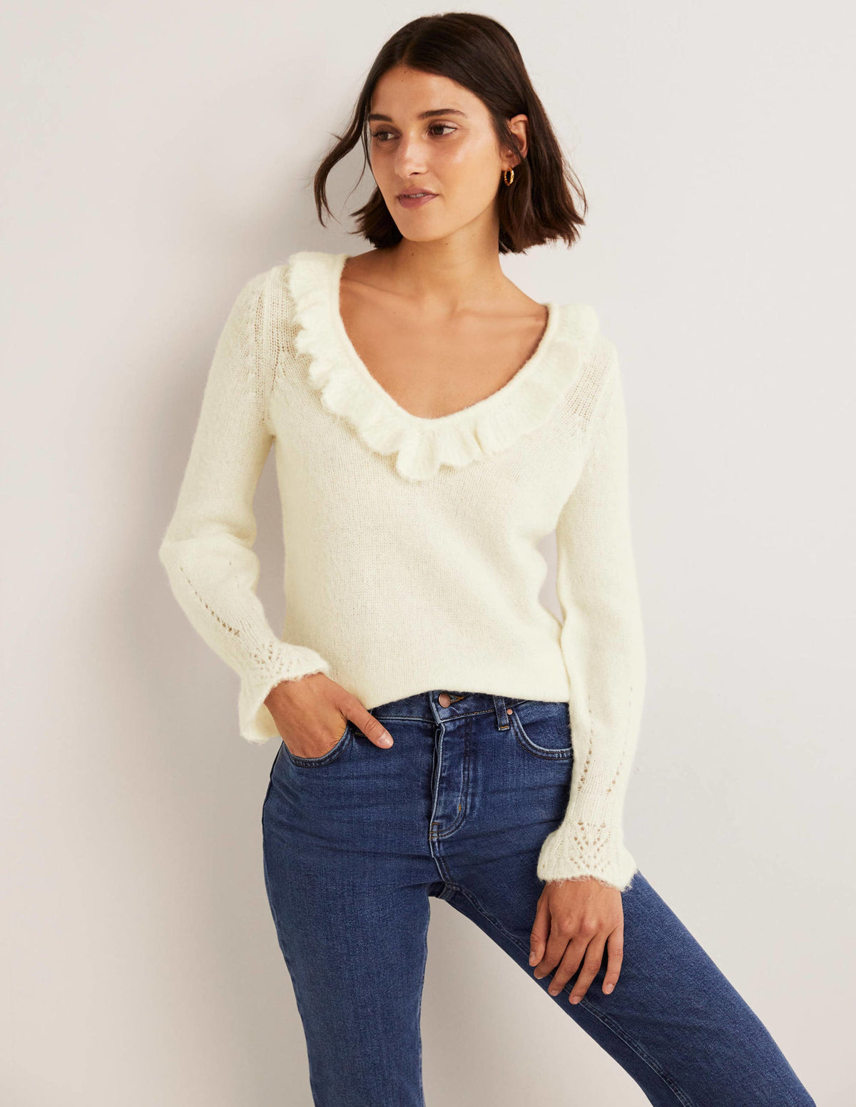 Fluffy Frill Jumper-Ivory - Image 2