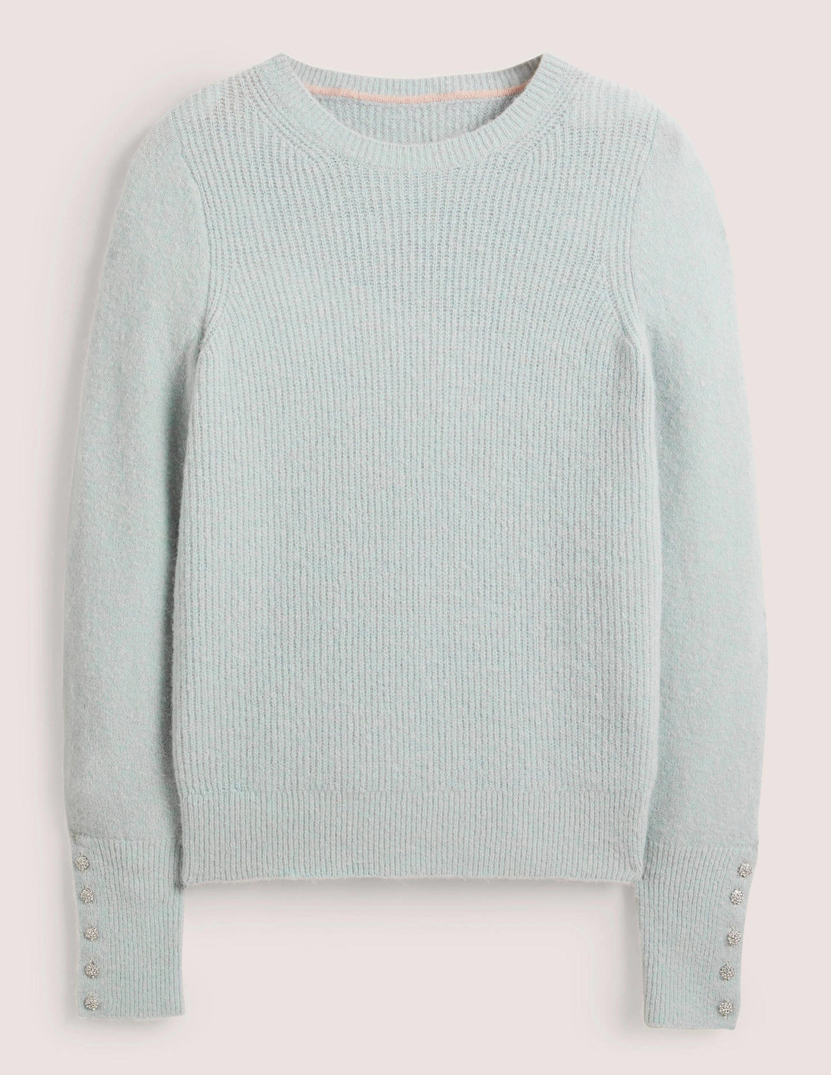Jewel Button Fluffy Jumper-Surf Blue-5