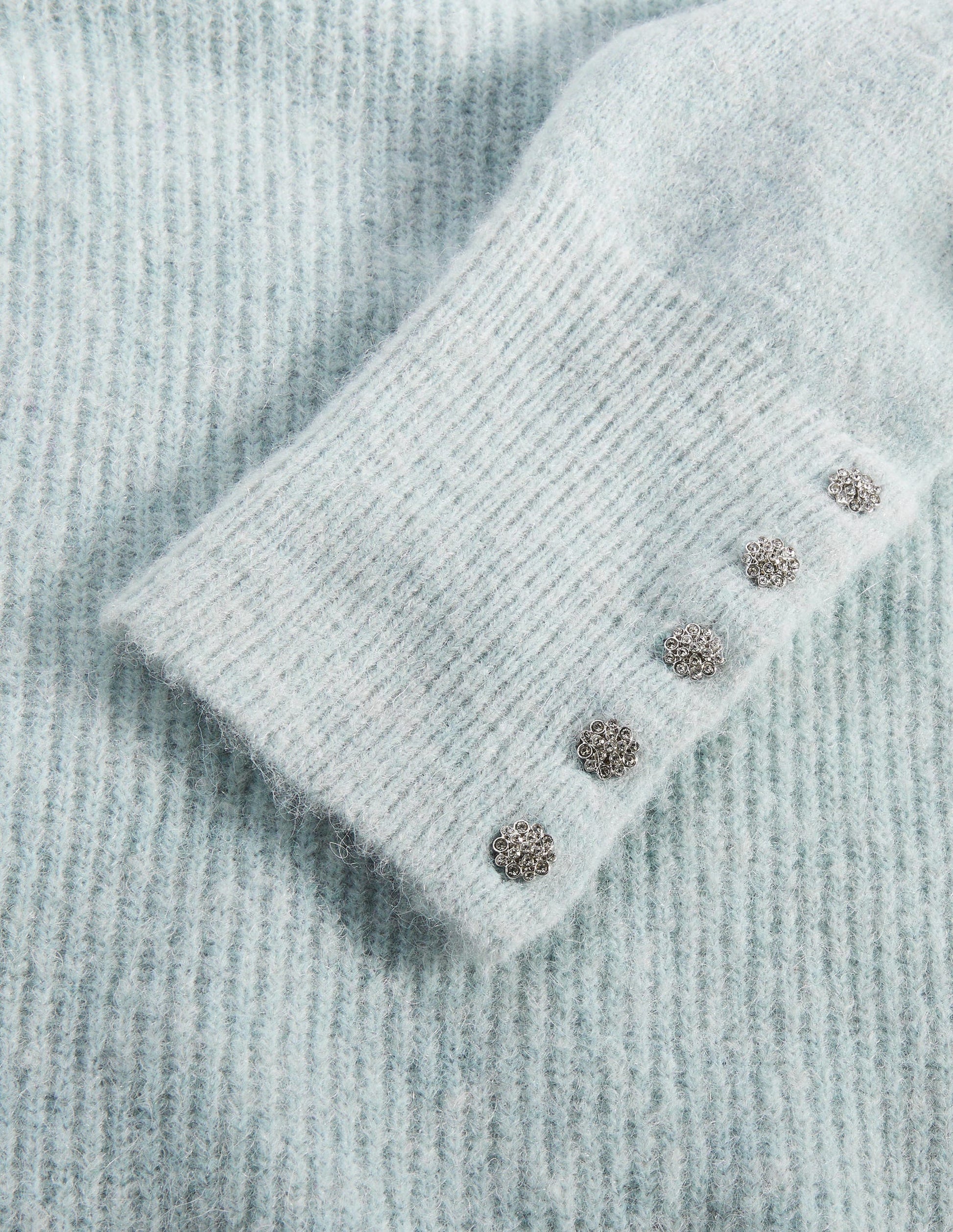 Jewel Button Fluffy Jumper-Surf Blue-6
