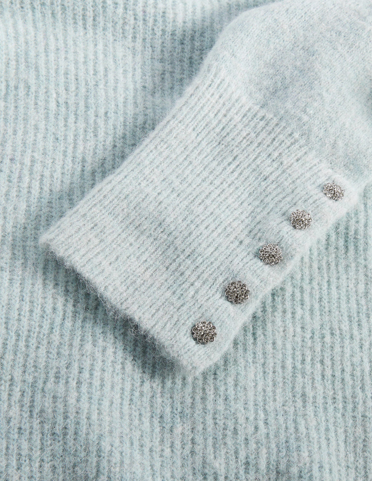 Jewel Button Fluffy Jumper-Surf Blue - Image 6