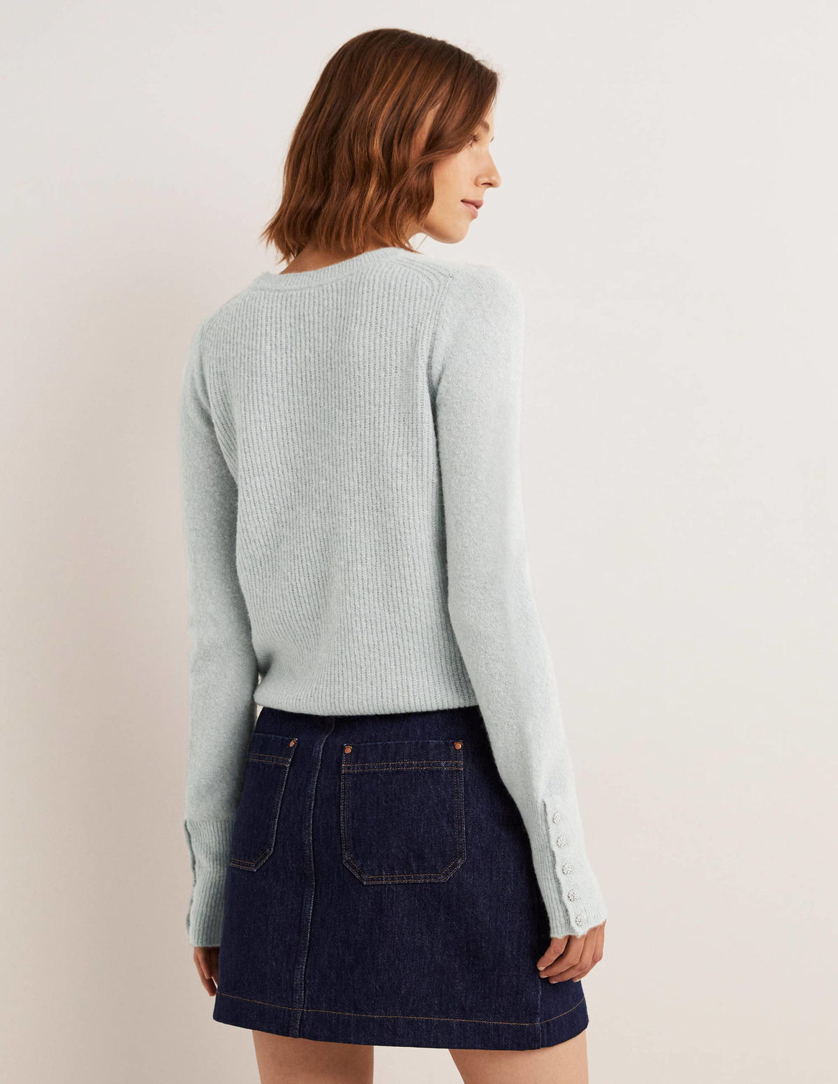 Jewel Button Fluffy Jumper-Surf Blue-3