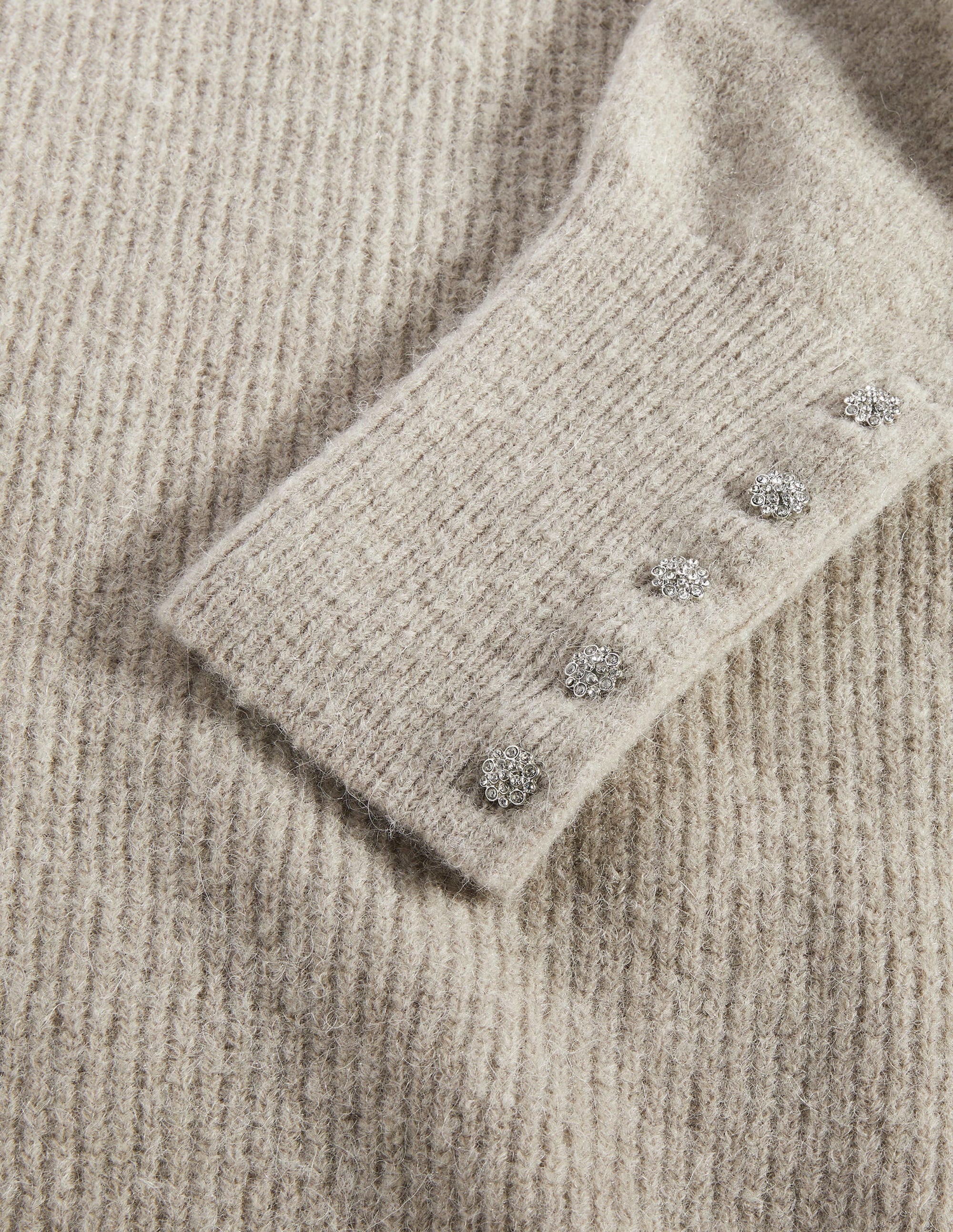 Jewel Button Fluffy Jumper-Mink Melange - Image 7