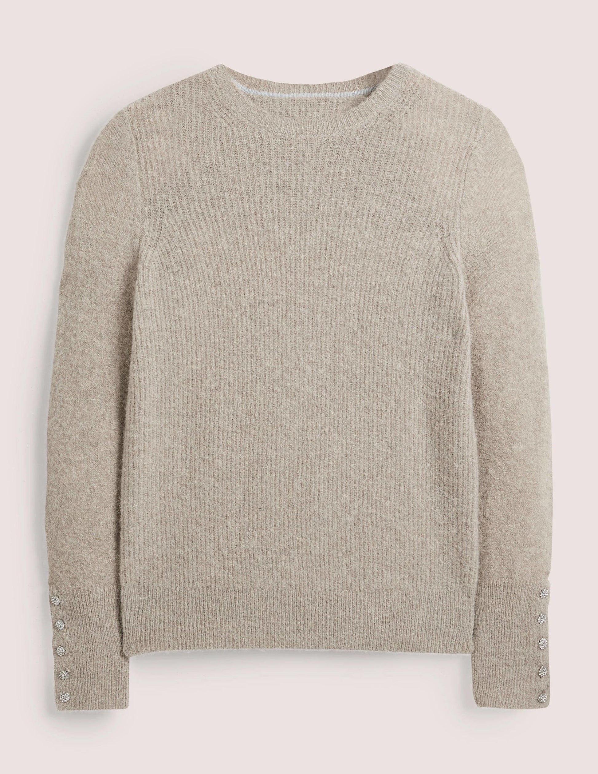 Jewel Button Fluffy Jumper-Mink Melange-6