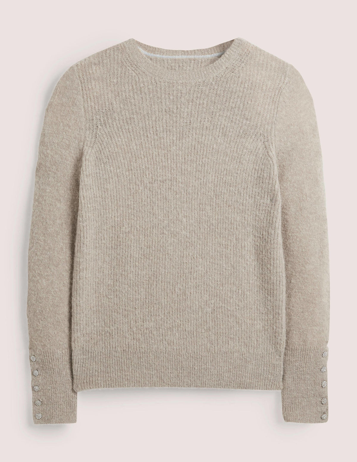 Jewel Button Fluffy Jumper-Mink Melange - Image 6
