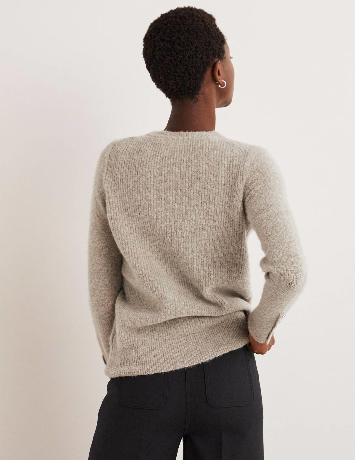 Jewel Button Fluffy Jumper-Mink Melange - Image 3