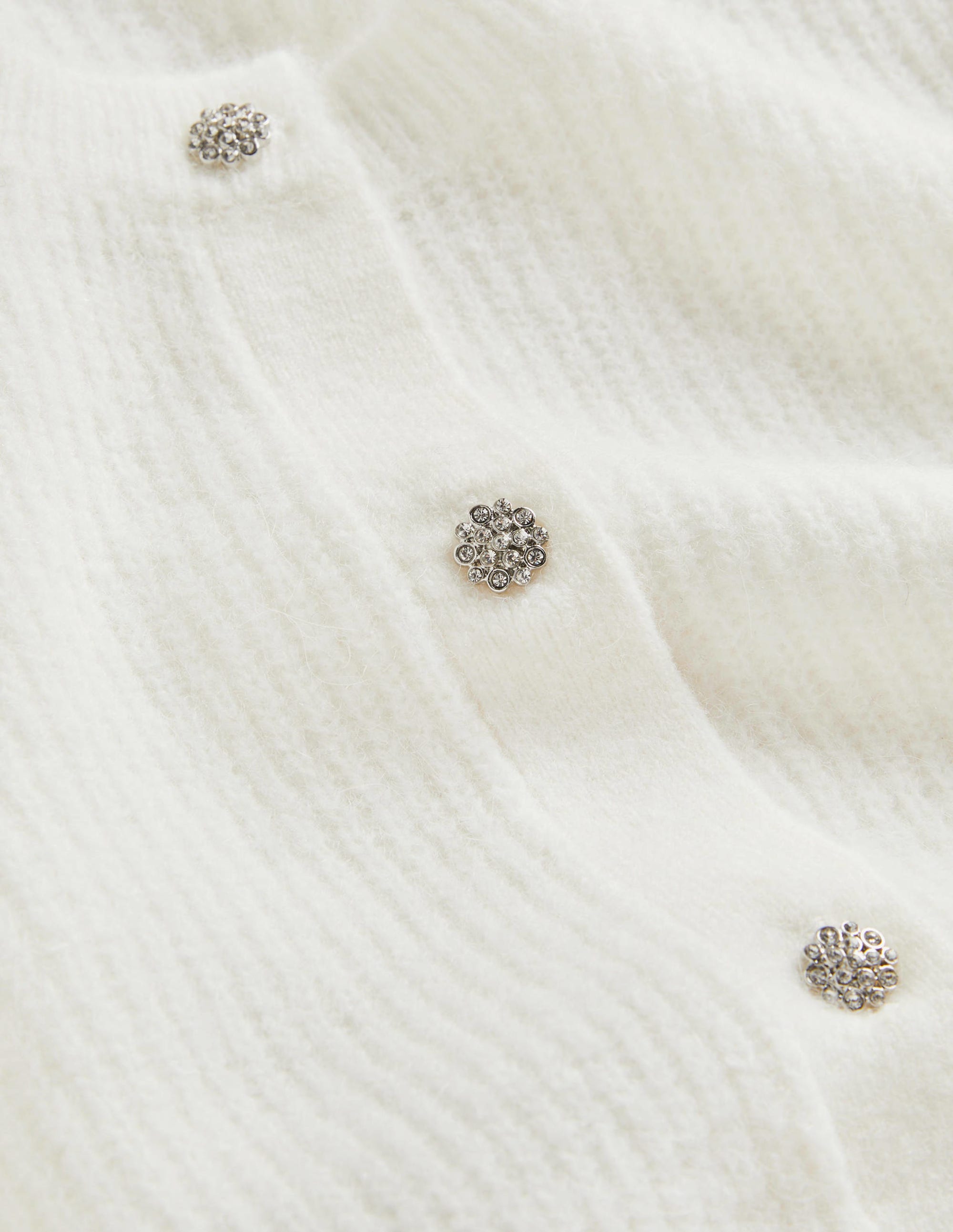 Jewel Button Fluffy Cardigan-Ivory - Image 5