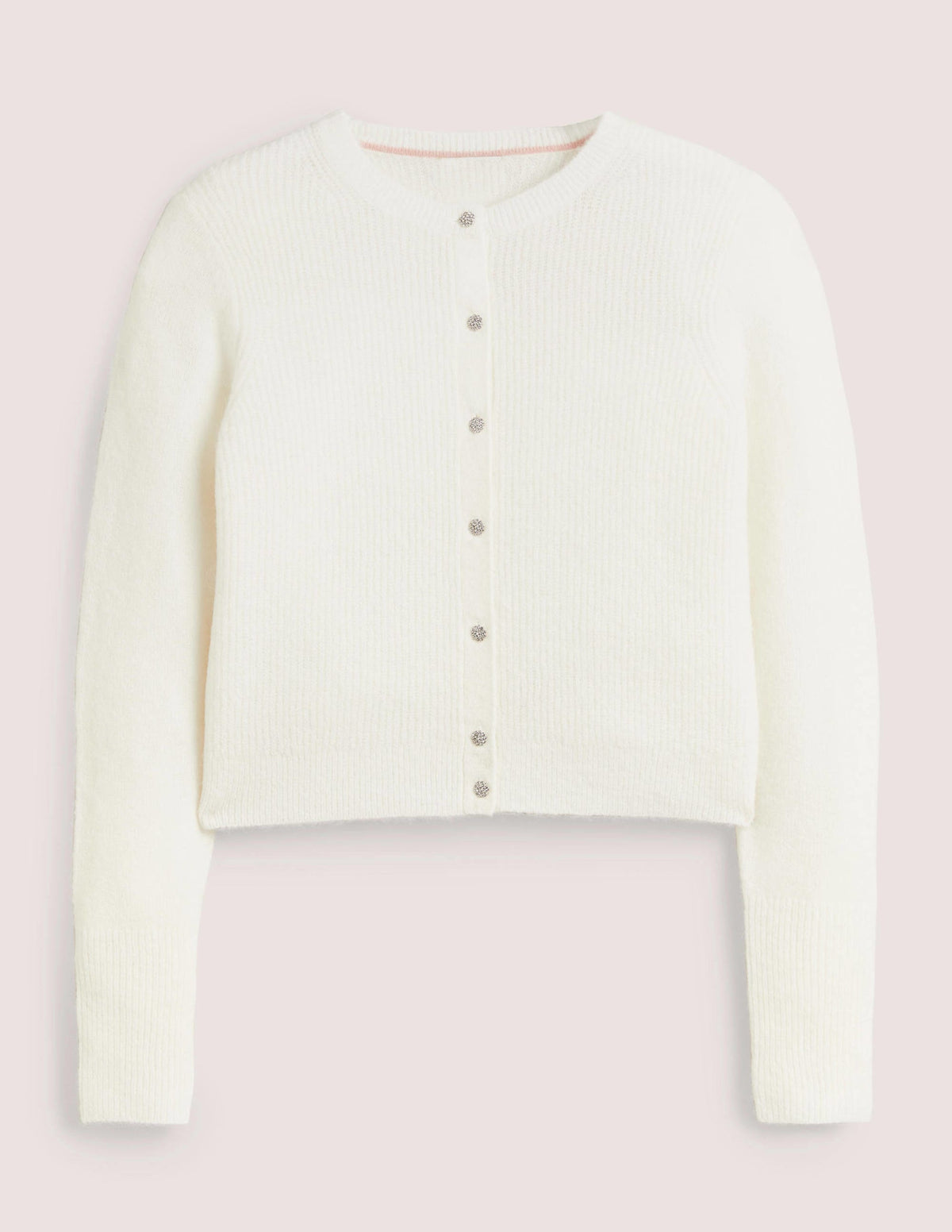 Jewel Button Fluffy Cardigan-Ivory-6