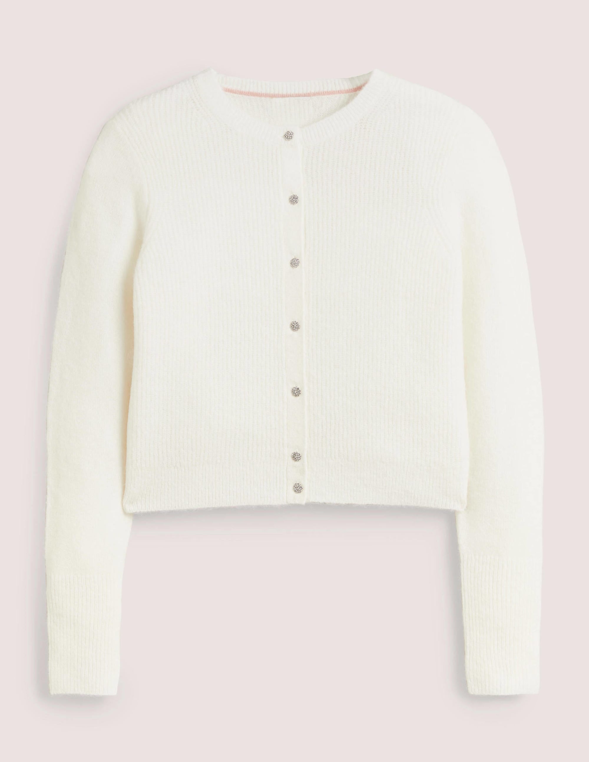 Jewel Button Fluffy Cardigan-Ivory - Image 6