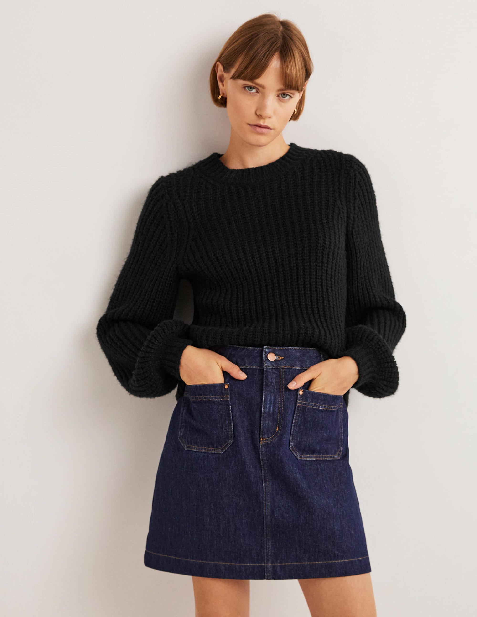 Chunky Ribbed Jumper-Black - Image 1