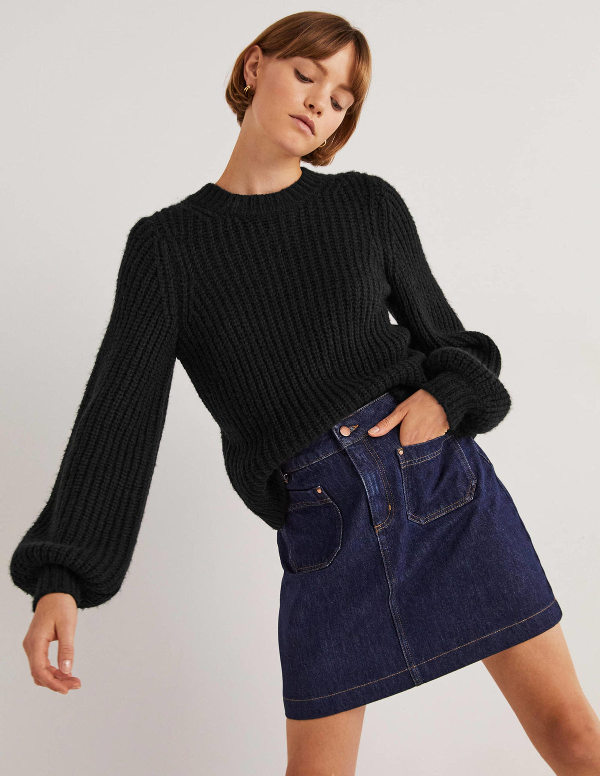 Chunky Ribbed Jumper-Black - Image 4