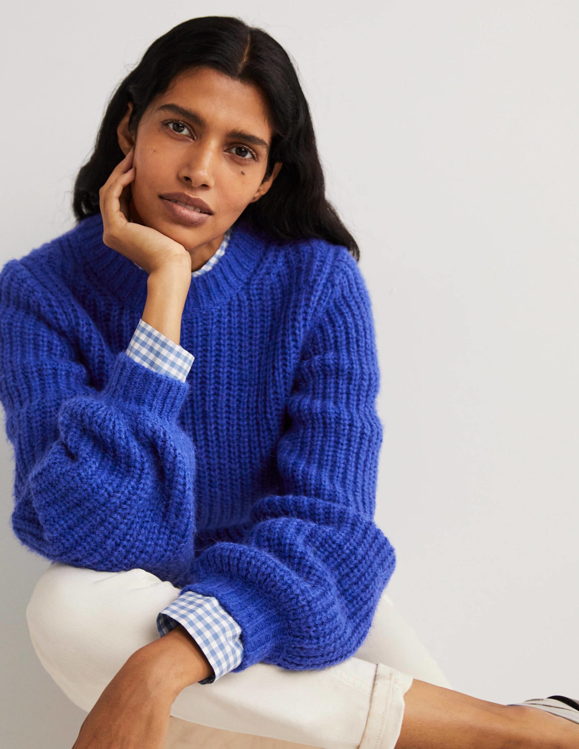 Chunky Ribbed Jumper-Cobalt Blue - Image 1
