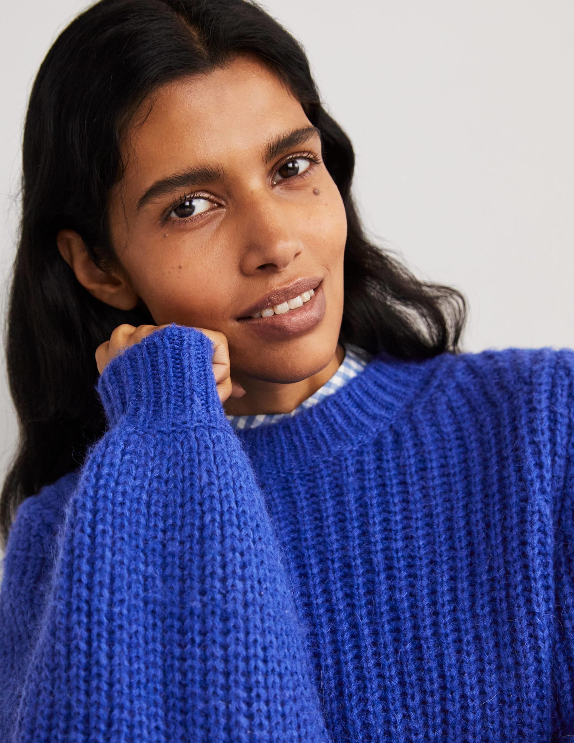 Chunky Ribbed Jumper-Cobalt Blue - Image 2