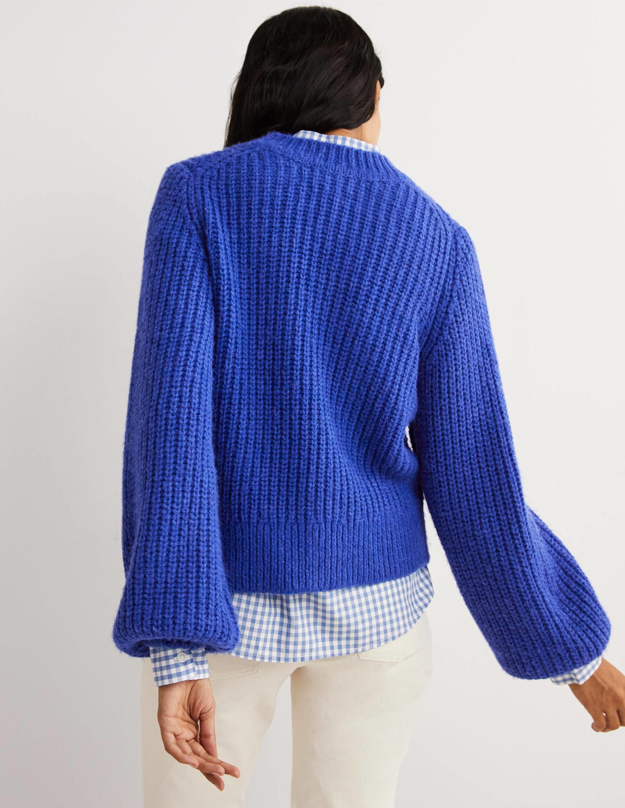 Chunky Ribbed Jumper-Cobalt Blue - Image 3