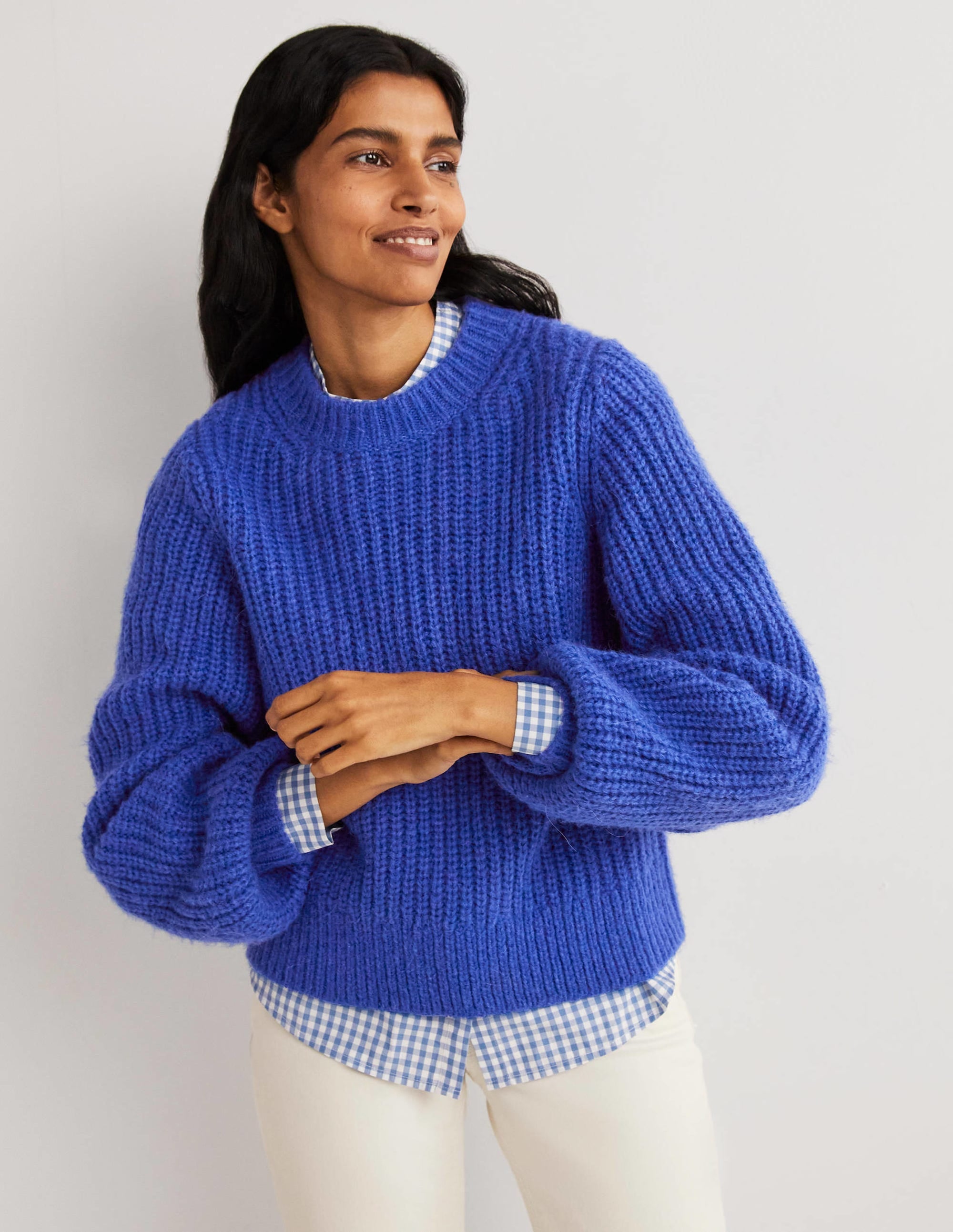 Chunky Ribbed Jumper-Cobalt Blue - Image 5