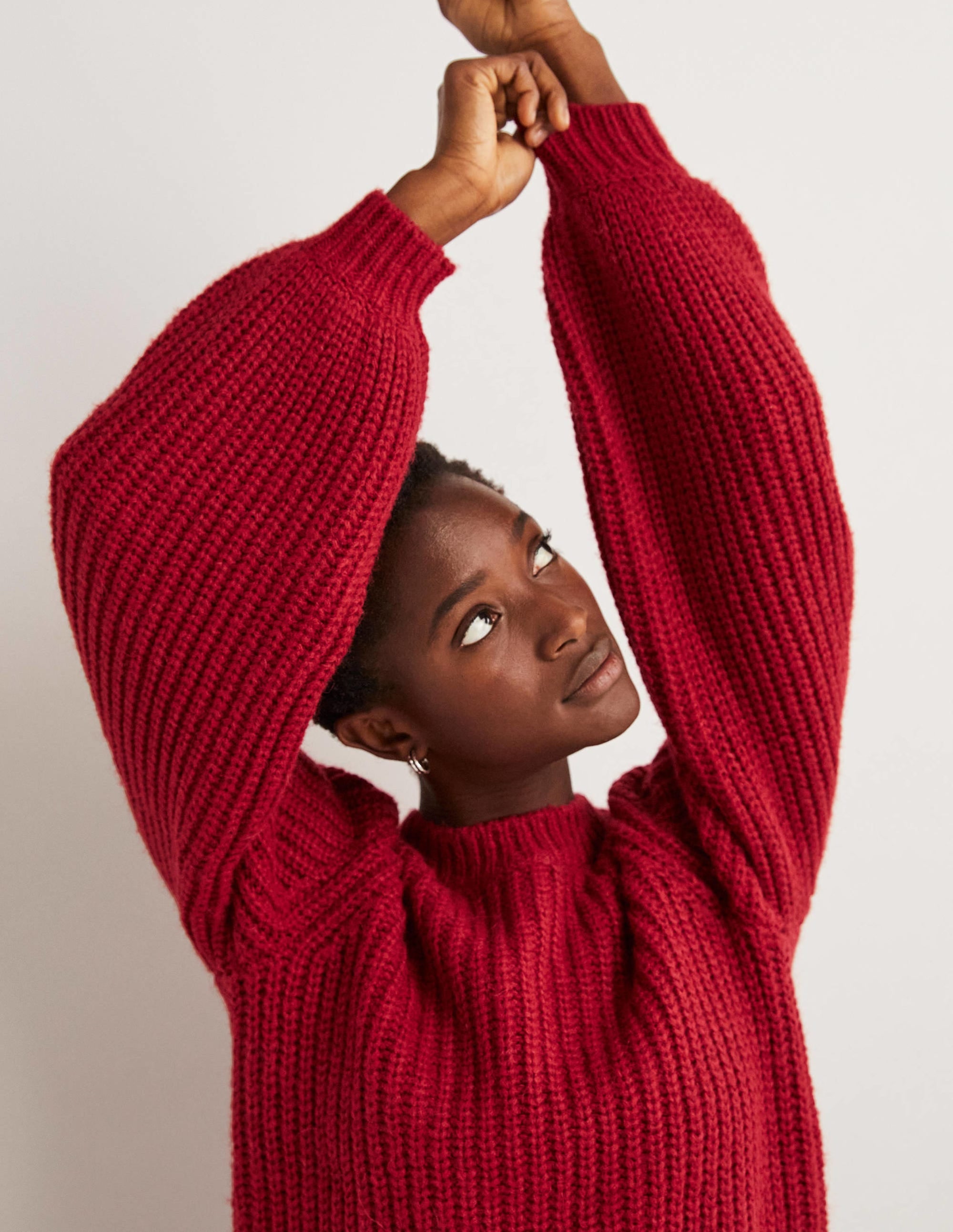 Chunky Ribbed Jumper-Ruby Red - Image 2