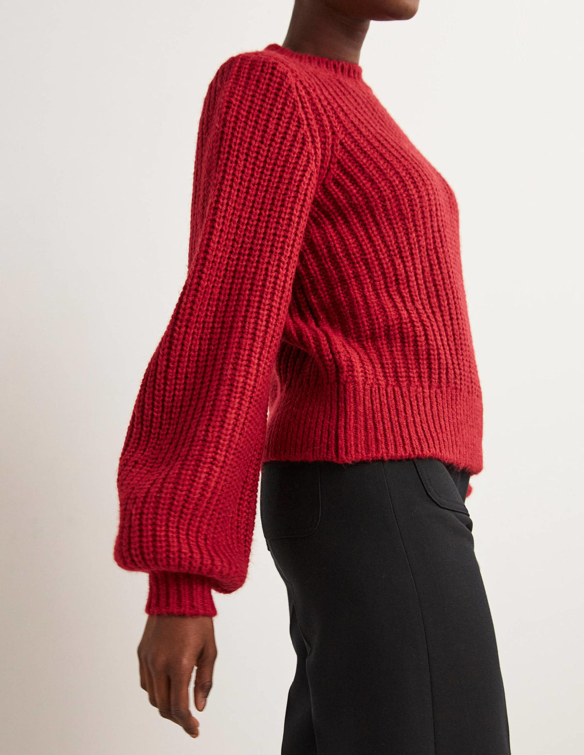 Chunky Ribbed Jumper-Ruby Red - Image 4