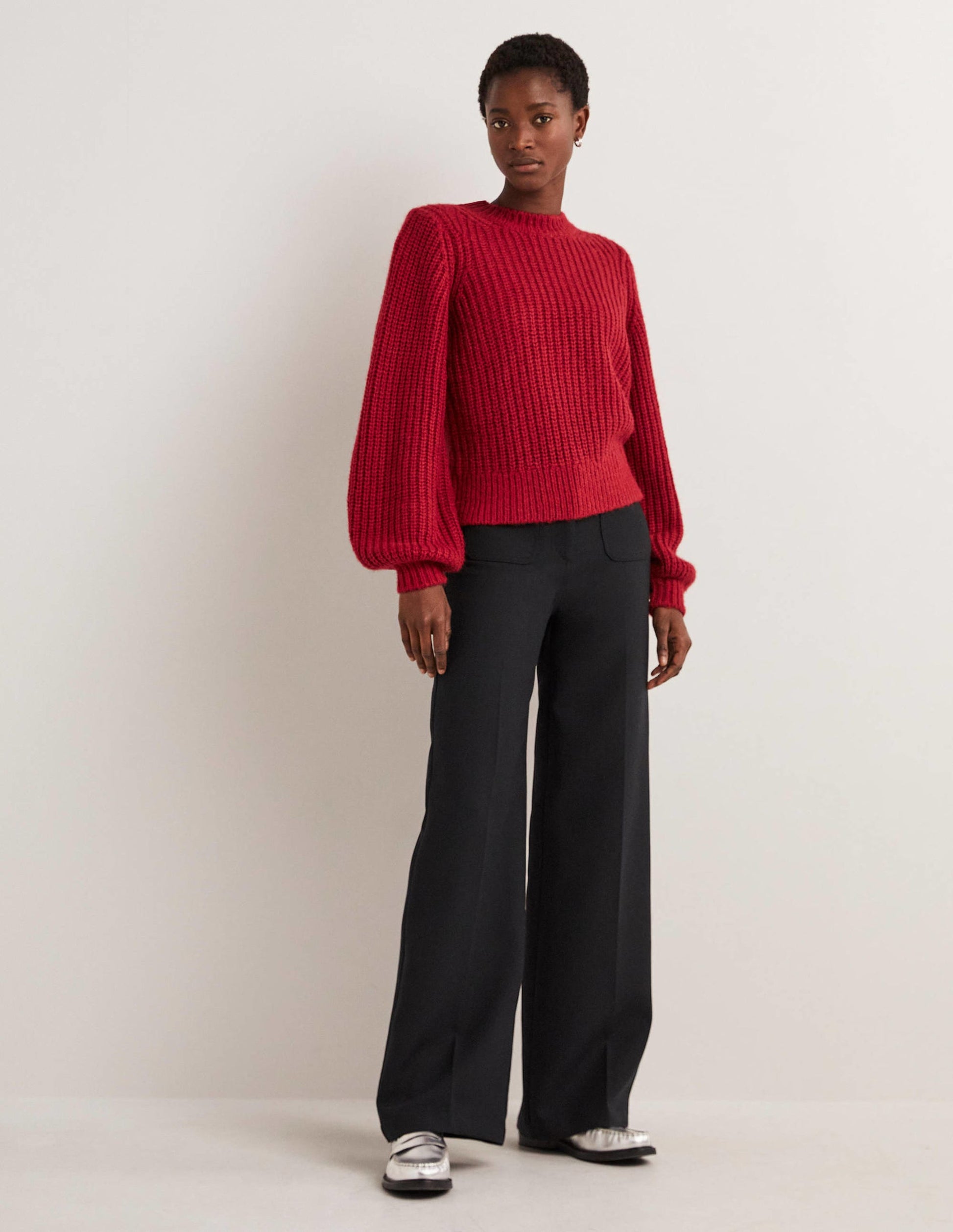 Chunky Ribbed Jumper-Ruby Red-5