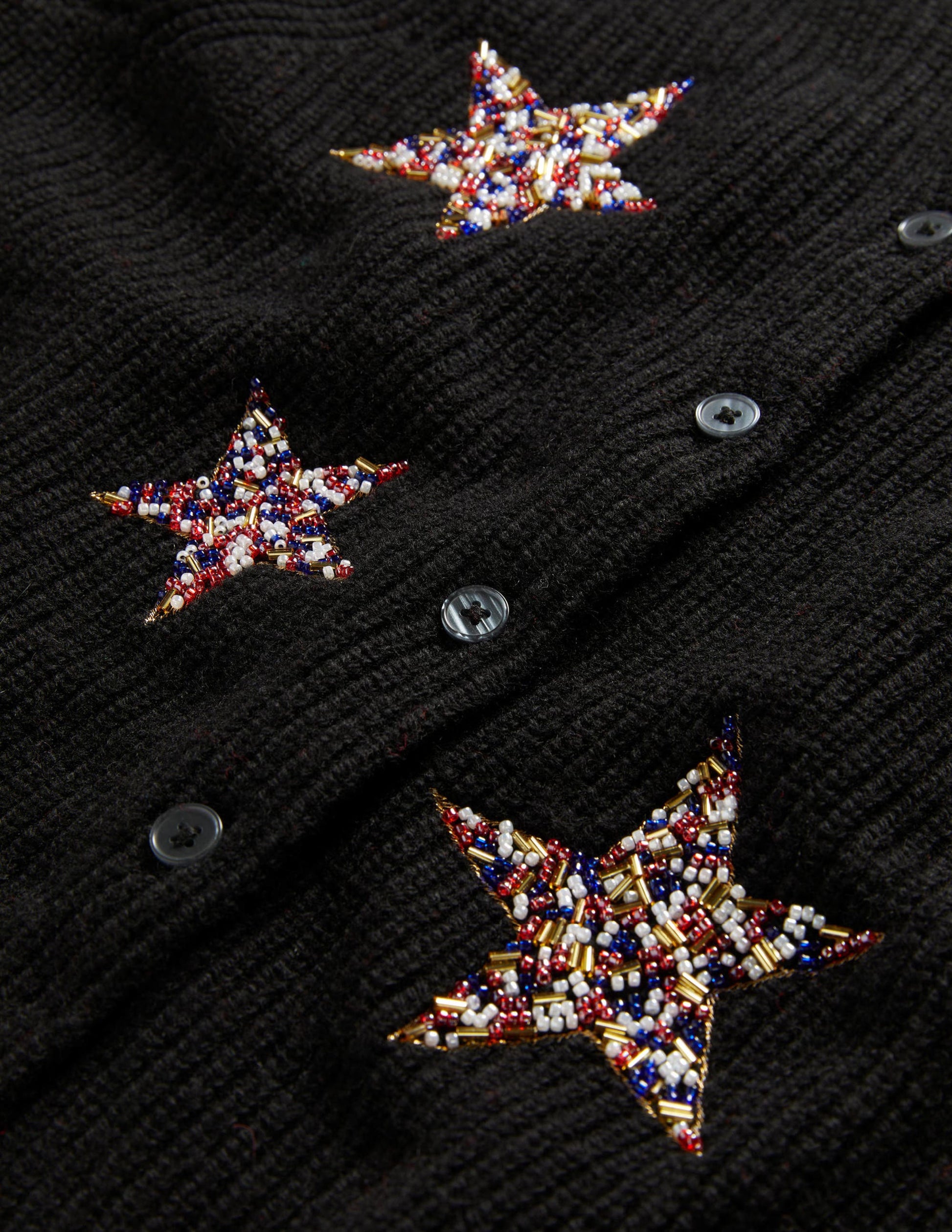 Black Star-Embellished Ribbed Cardigan-Black, Embellished Stars-7