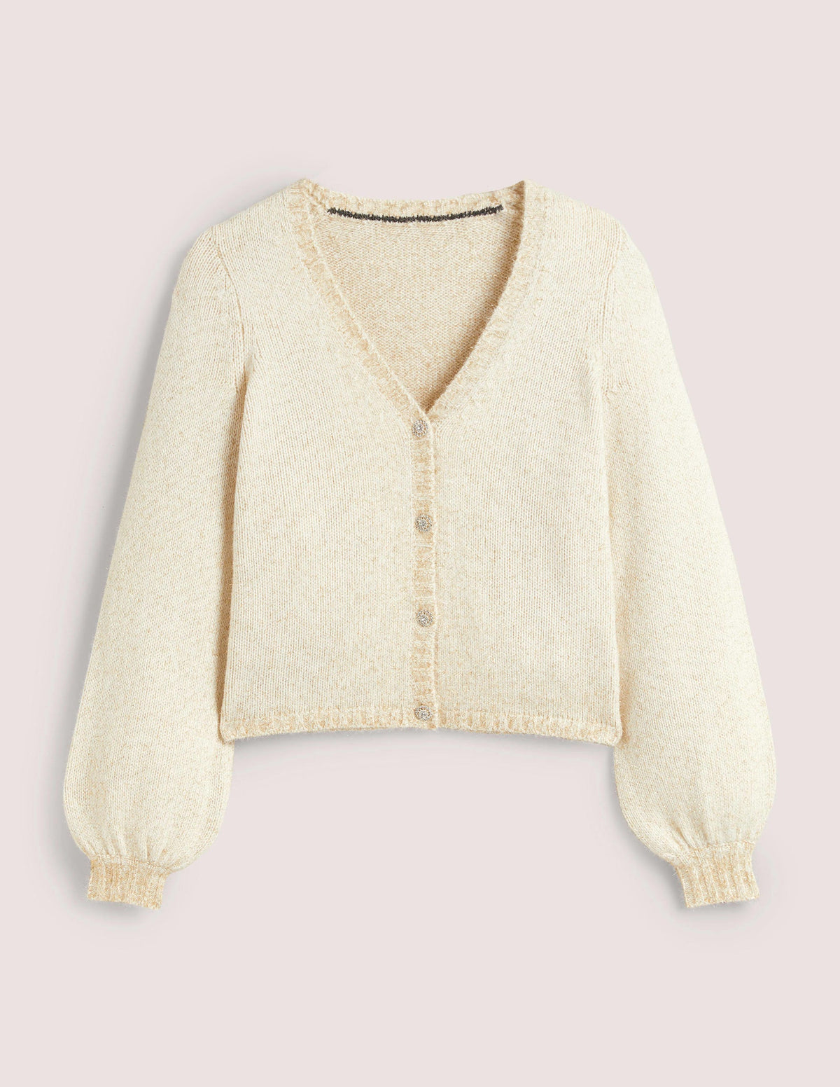 Metallic Fluffy Cardigan-Ivory, Gold-6