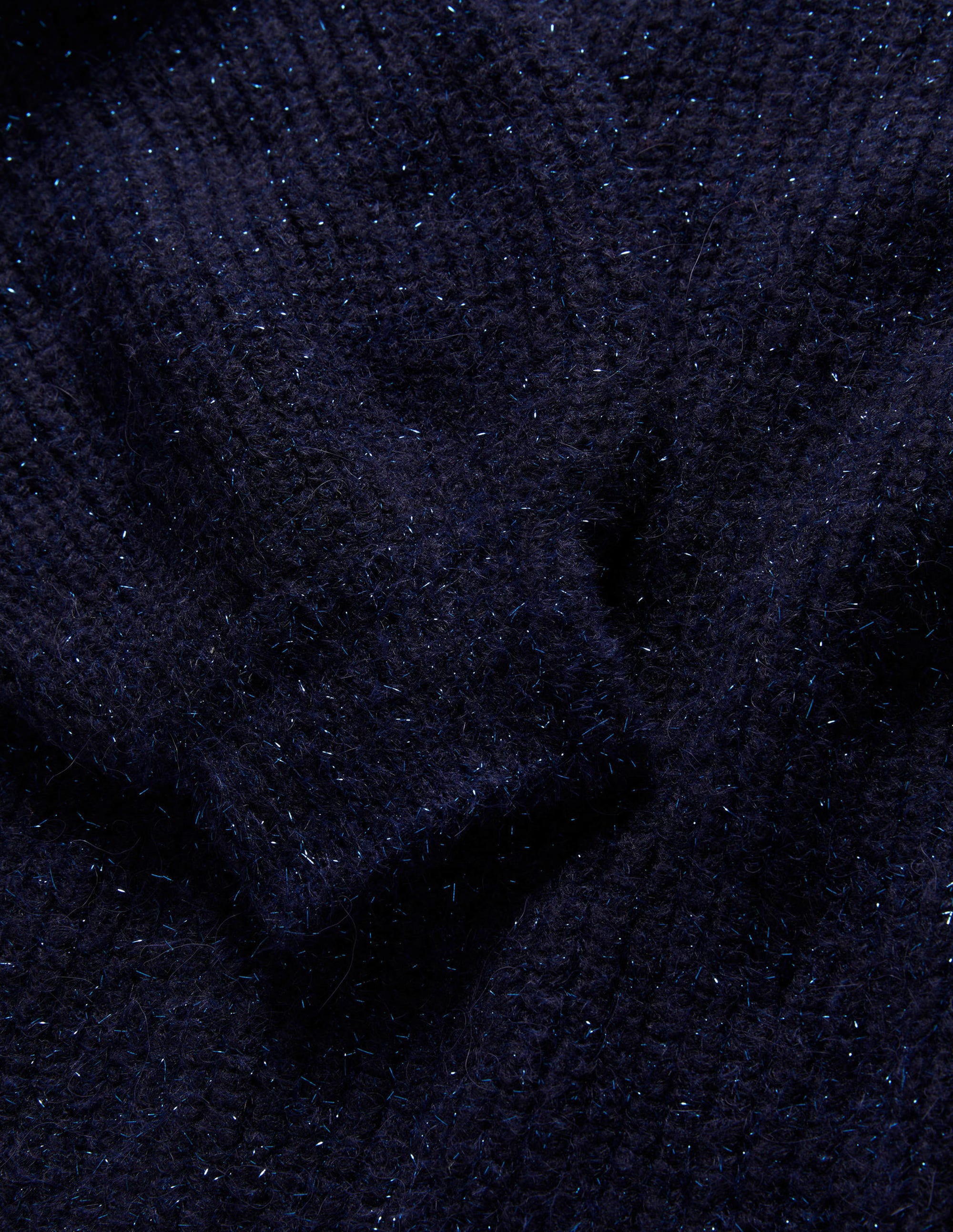 Navy Sparkle Ribbed Fluffy V-Neck Jumper-Navy Sparkle - Image 6