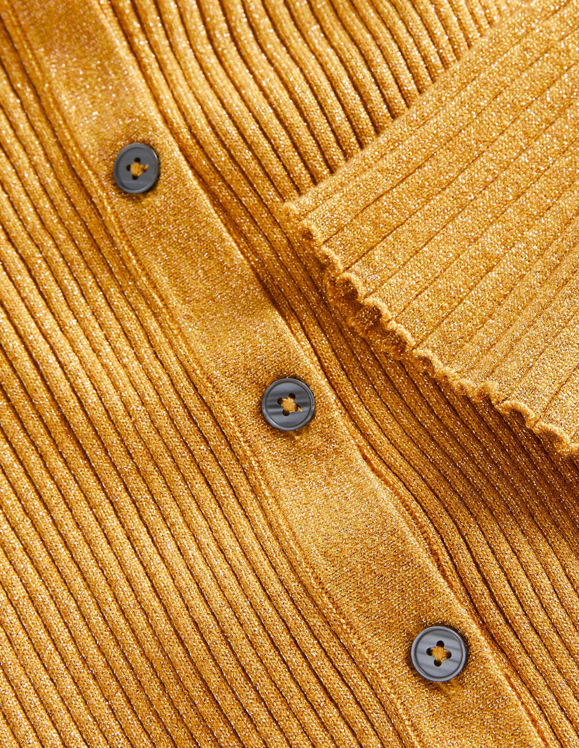 Gold Ribbed Metallic Cardigan-Gold - Image 8