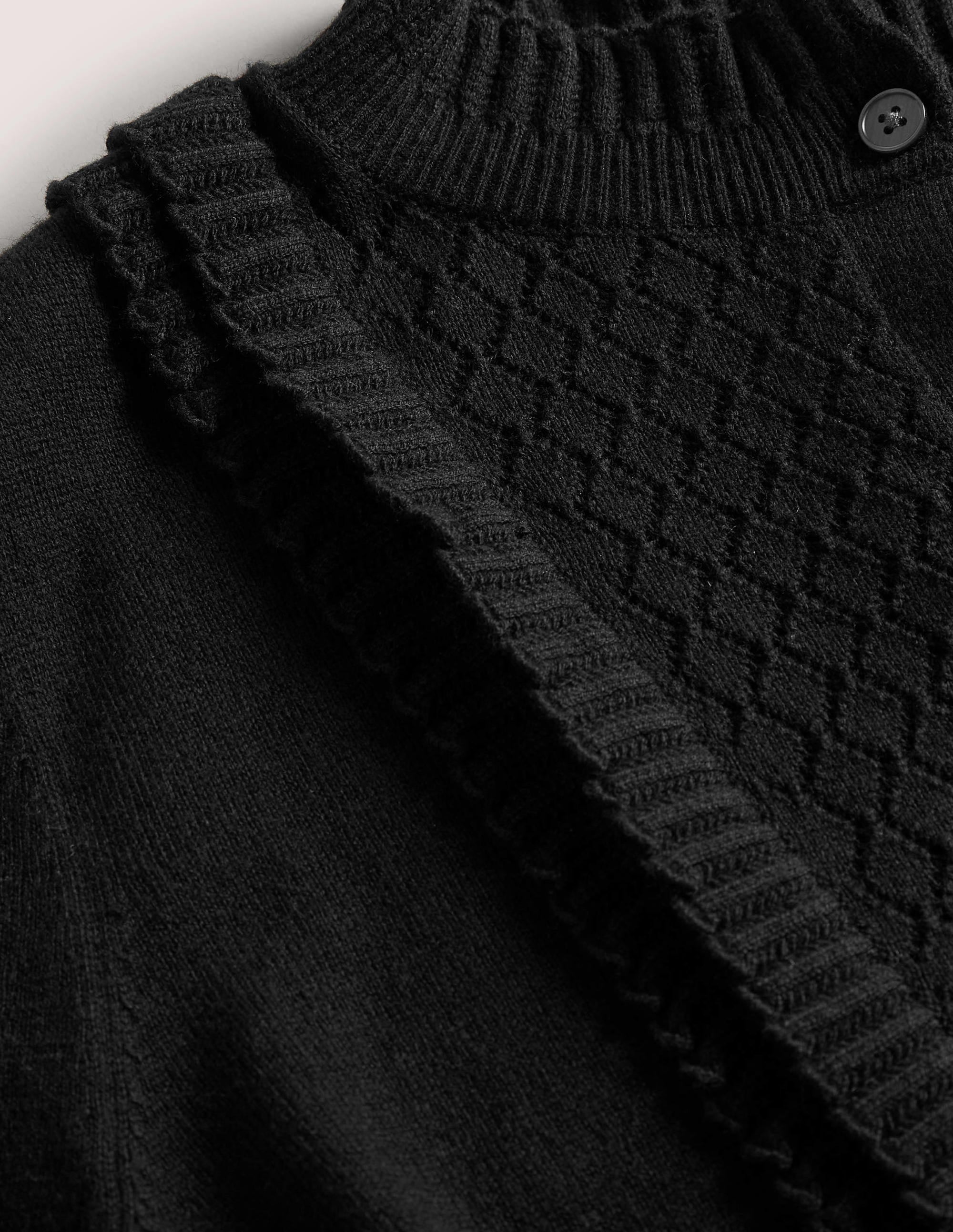 Pointelle Frill Cardigan-Black - Image 9