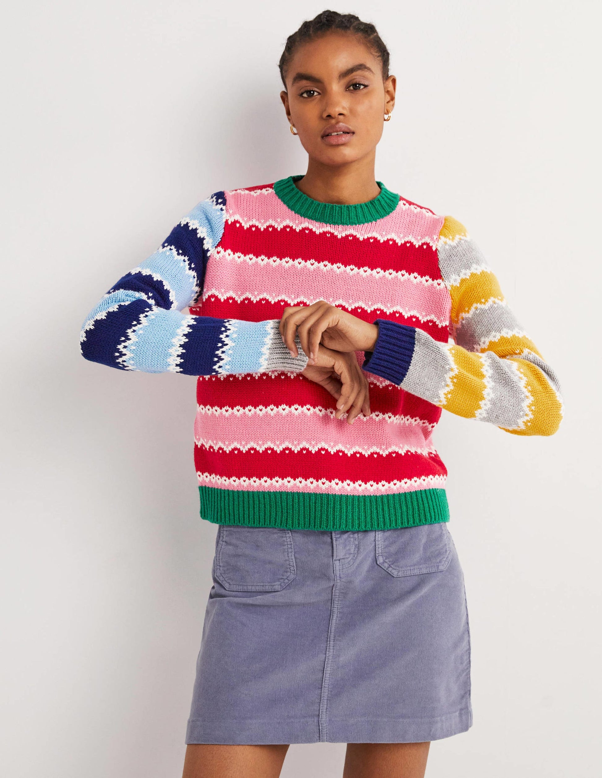 Chunky Christmas Jumper-Multi Stripe Hotchpotch-1
