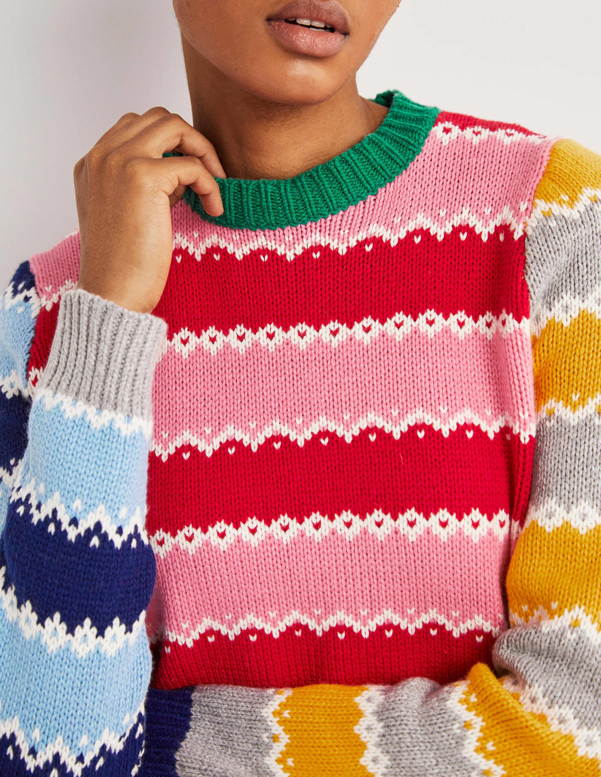 Chunky Christmas Jumper-Multi Stripe Hotchpotch - Image 2