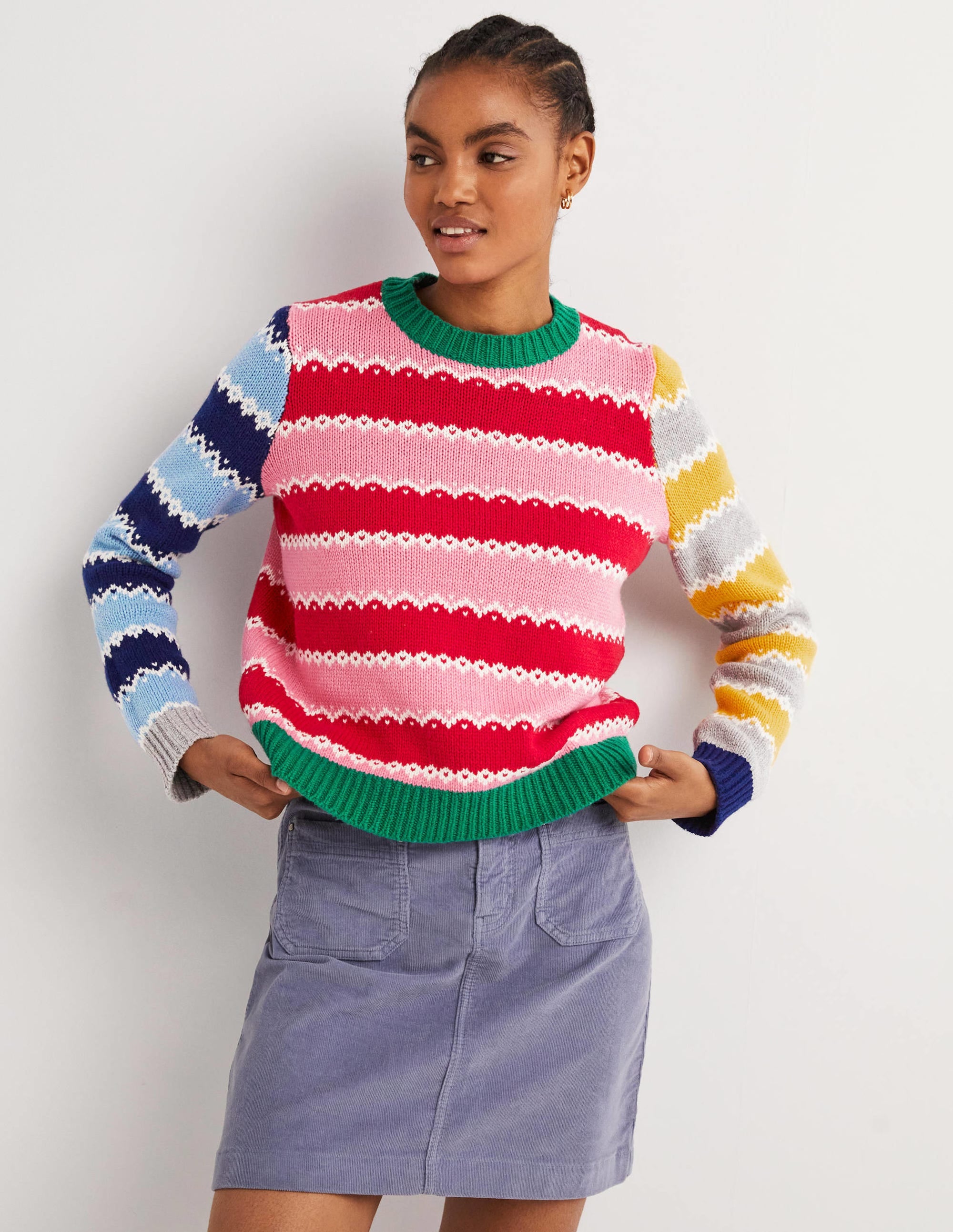 Chunky Christmas Jumper-Multi Stripe Hotchpotch - Image 4