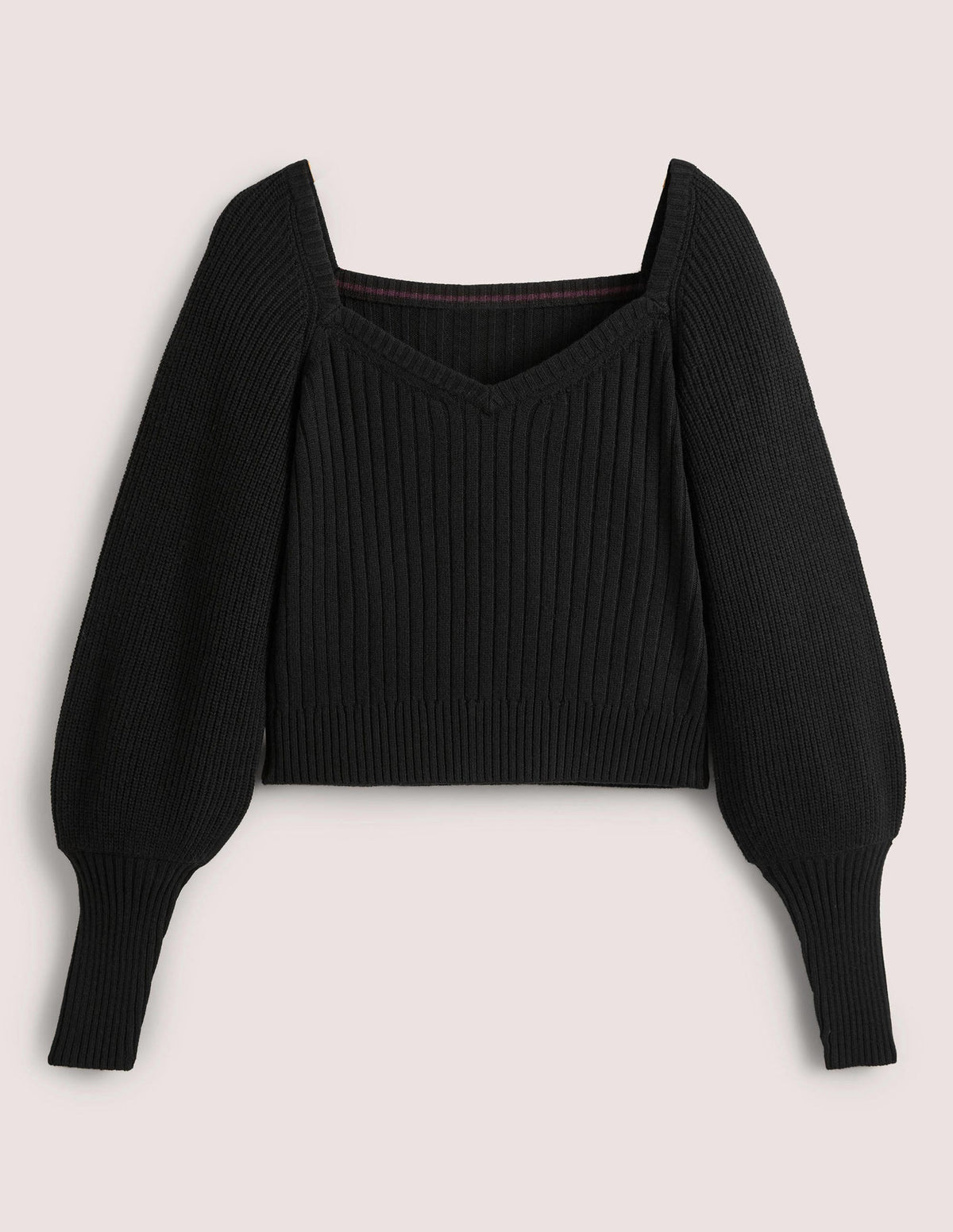 Sweetheart Neck Blouson Jumper-Black - Image 5