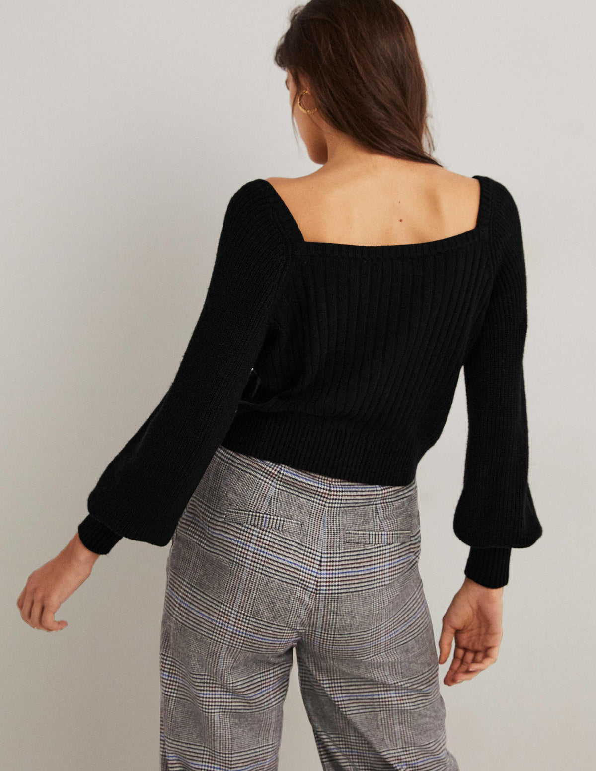 Sweetheart Neck Blouson Jumper-Black - Image 3