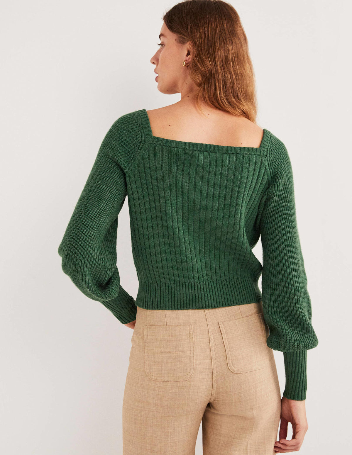 Sweetheart Neck Blouson Jumper-Hunter Green - Image 3
