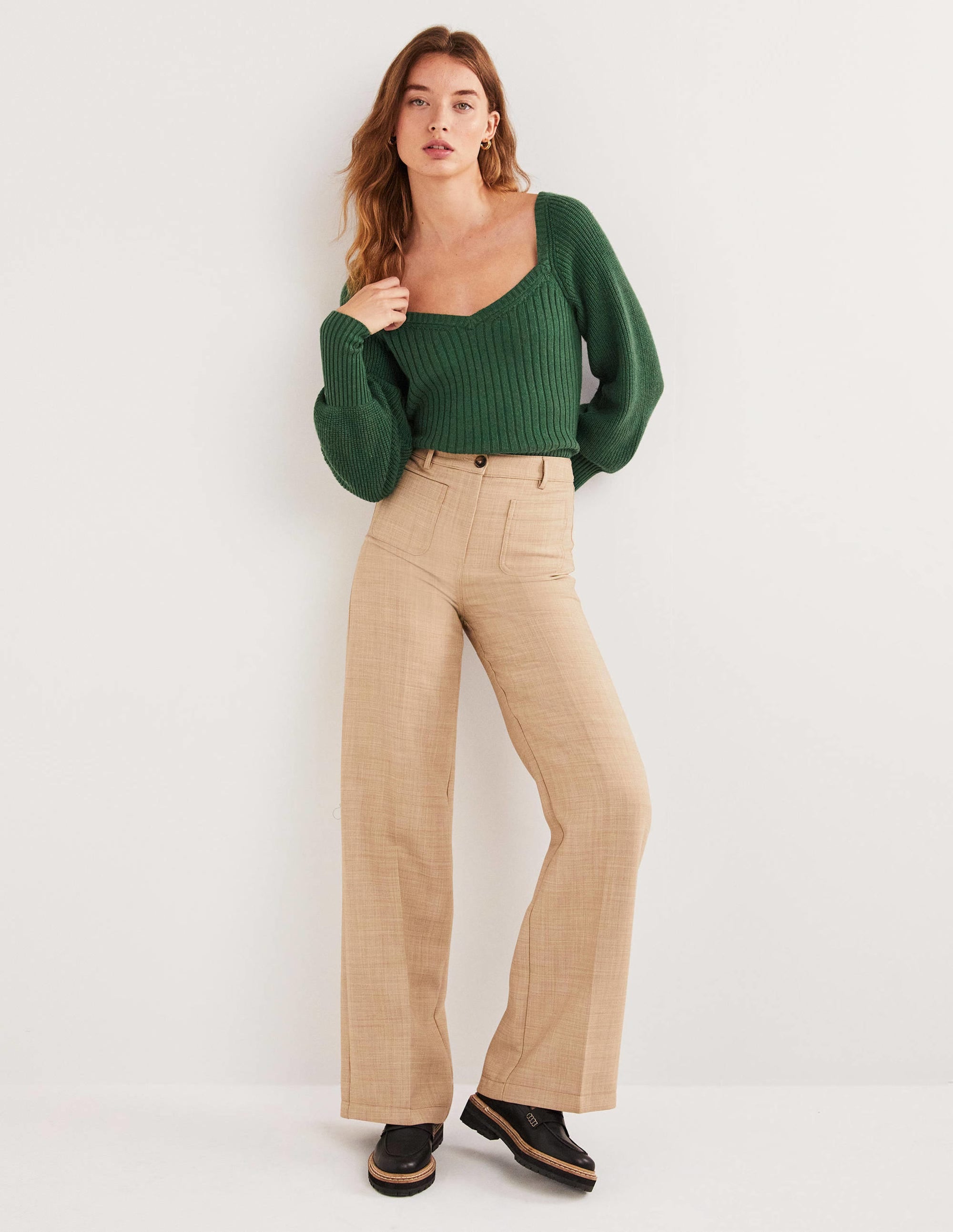 Sweetheart Neck Blouson Jumper-Hunter Green - Image 4