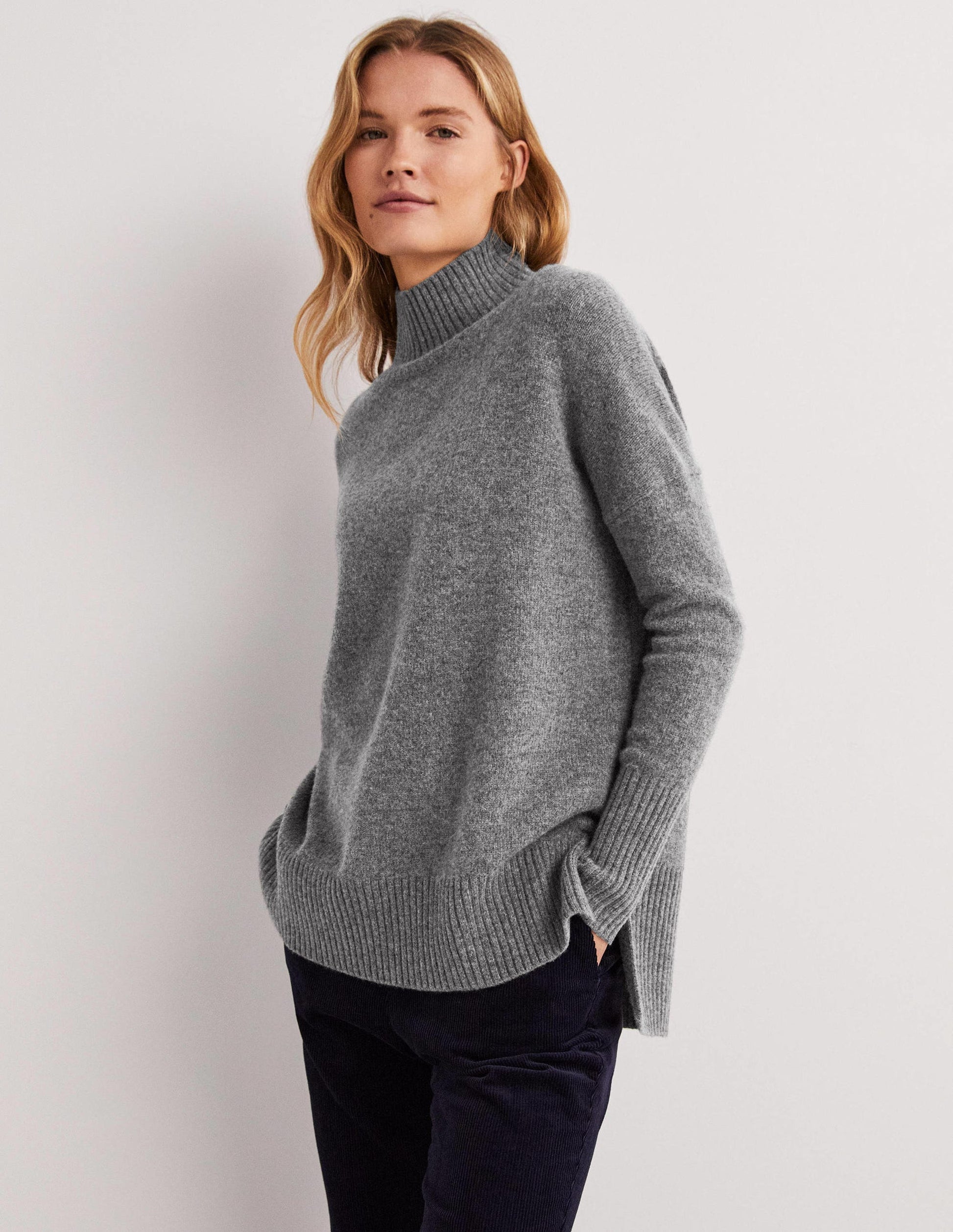Jessica Oversized Jumper-Light Charcoal Melange-1