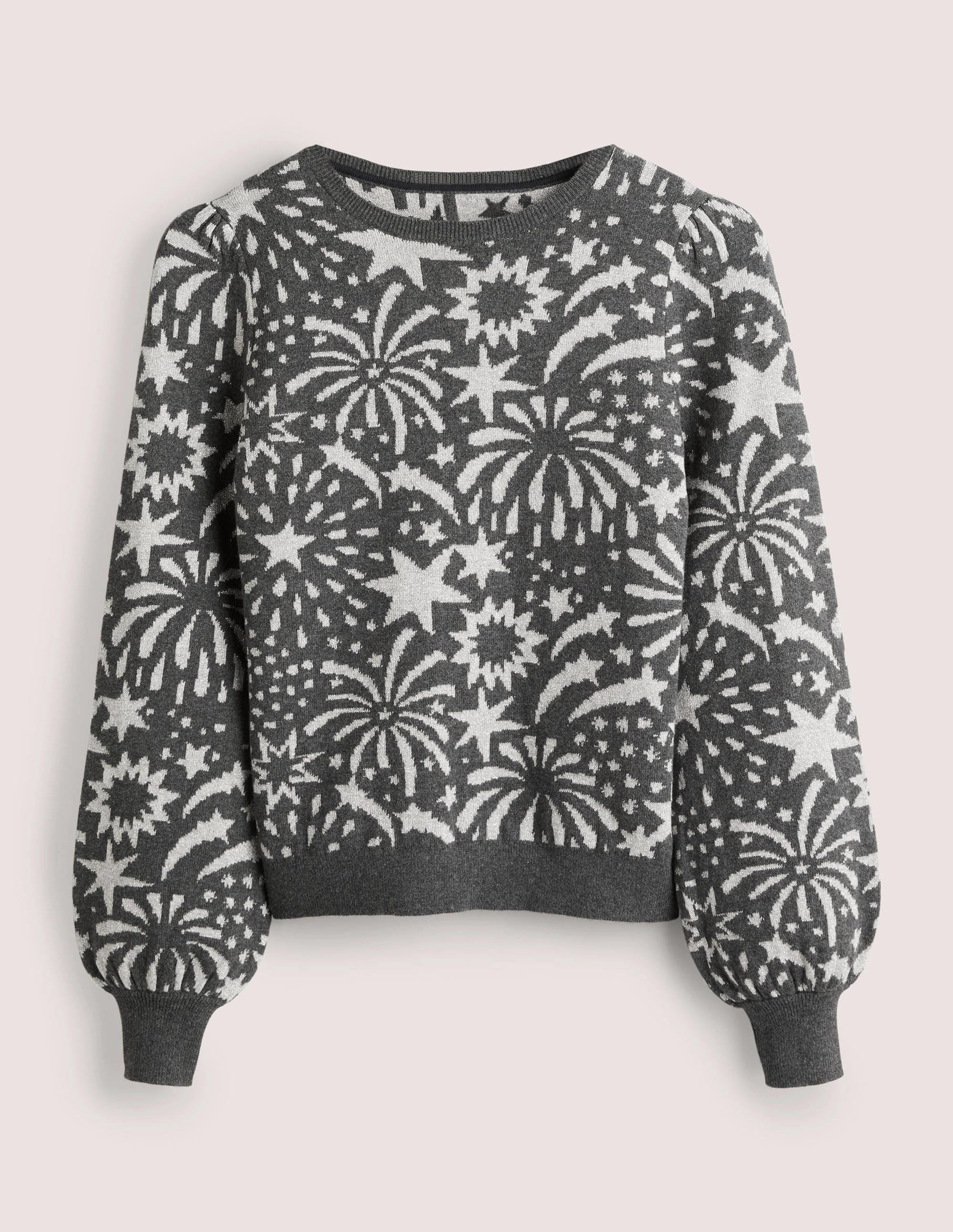 Jacquard Firework Jumper-Charcoal, Firework Bloom - Image 5