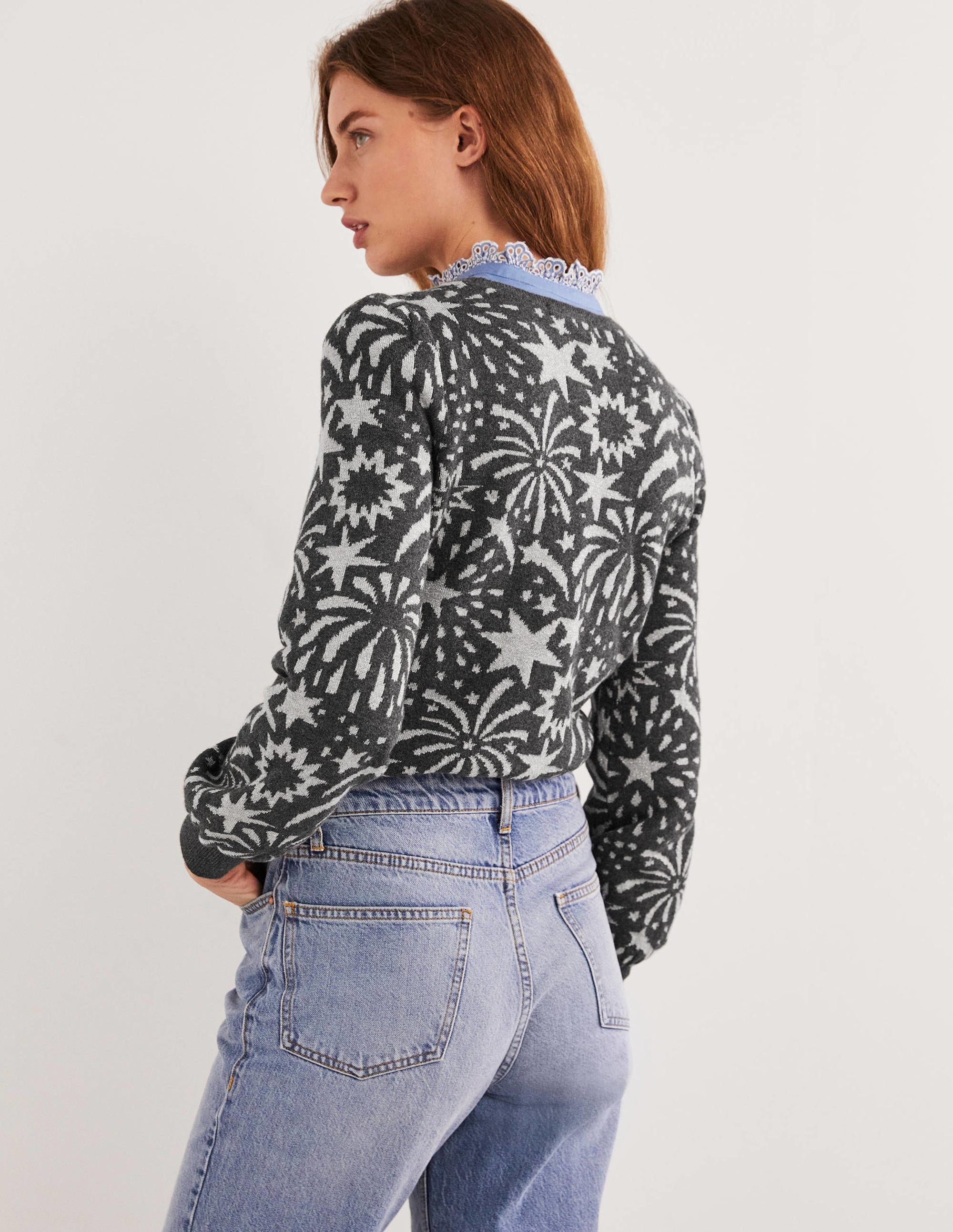 Jacquard Firework Jumper-Charcoal, Firework Bloom - Image 3