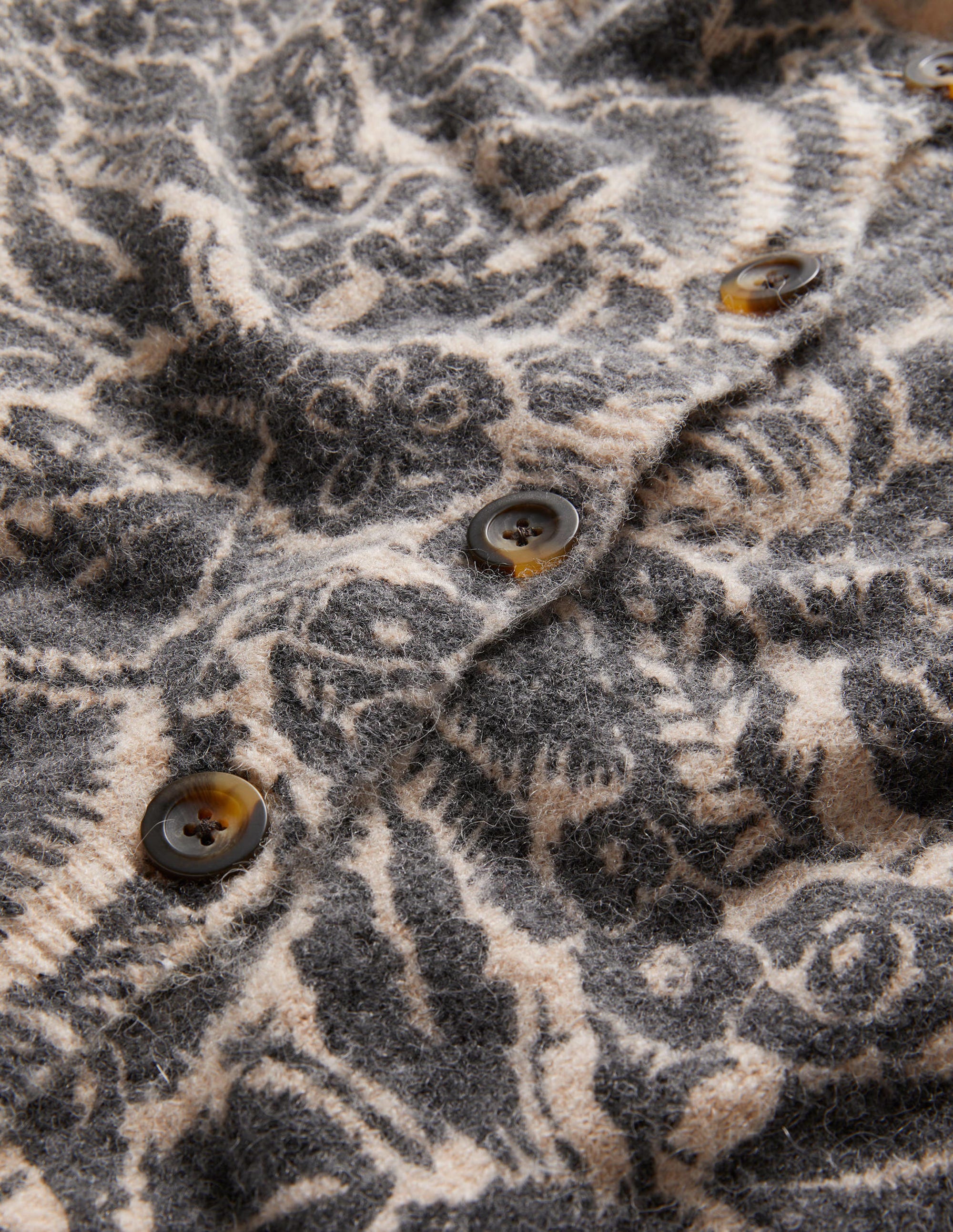 Printed Fluffy Cardigan-Chinchilla, Black Garden - Image 6