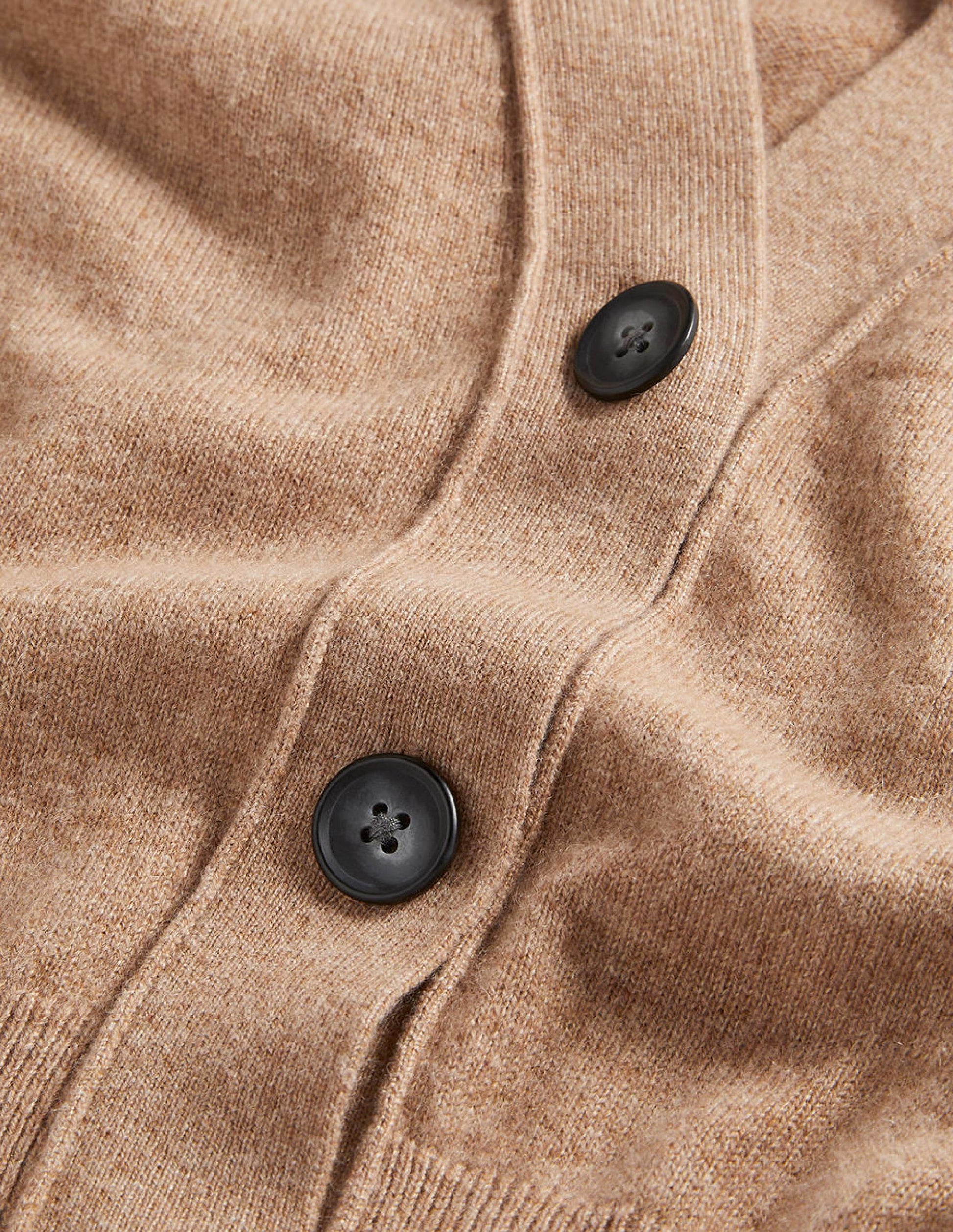 Cropped Cashmere V Cardigan-Camel Melange-8