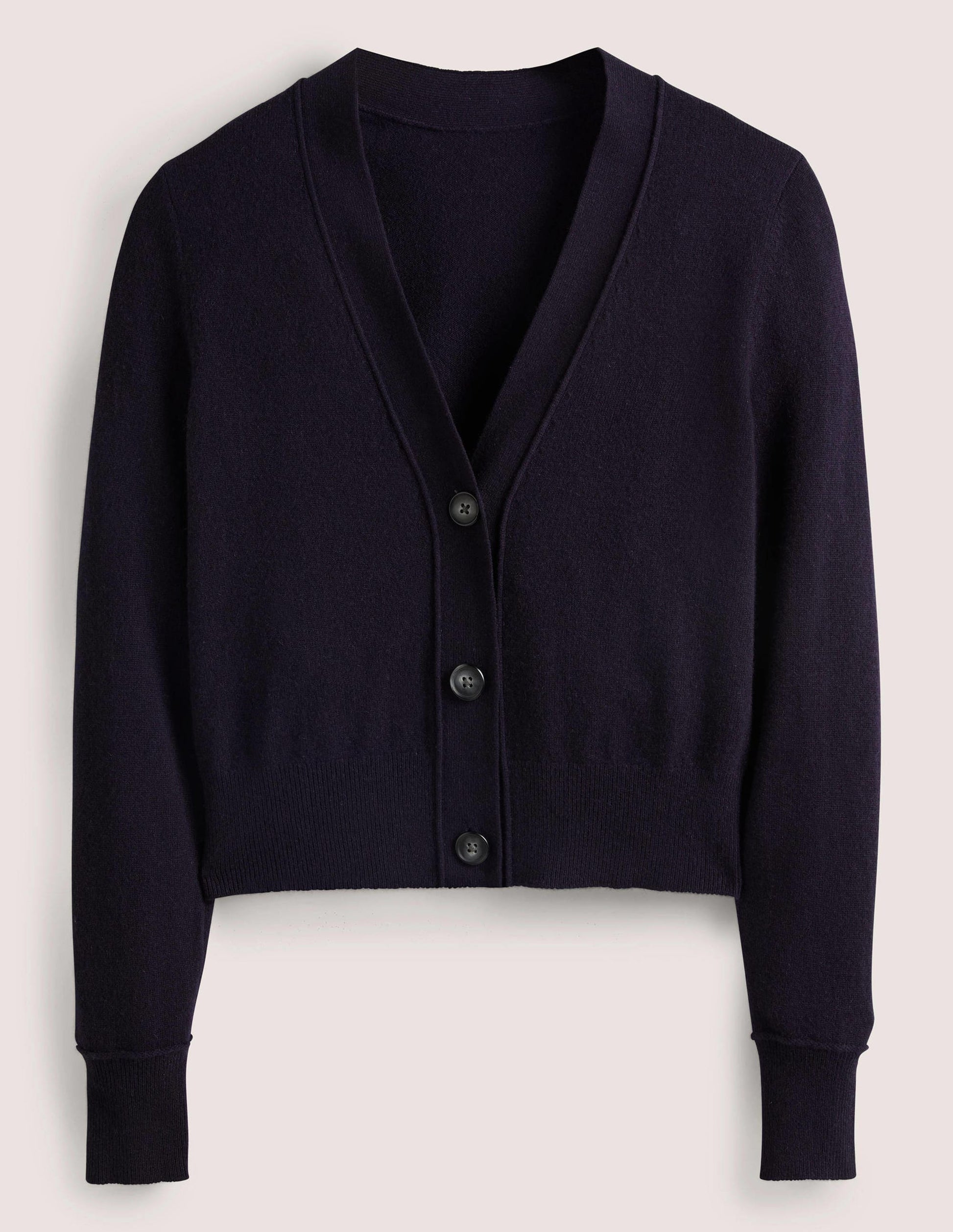 Cropped Cashmere V Cardigan-Navy-7