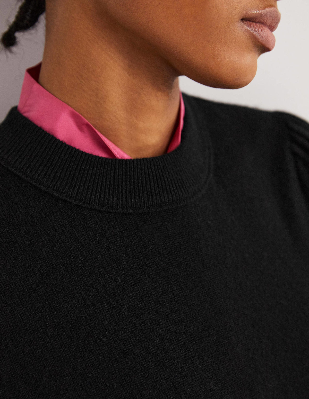 Cashmere Puff Shoulder Jumper-Black-2